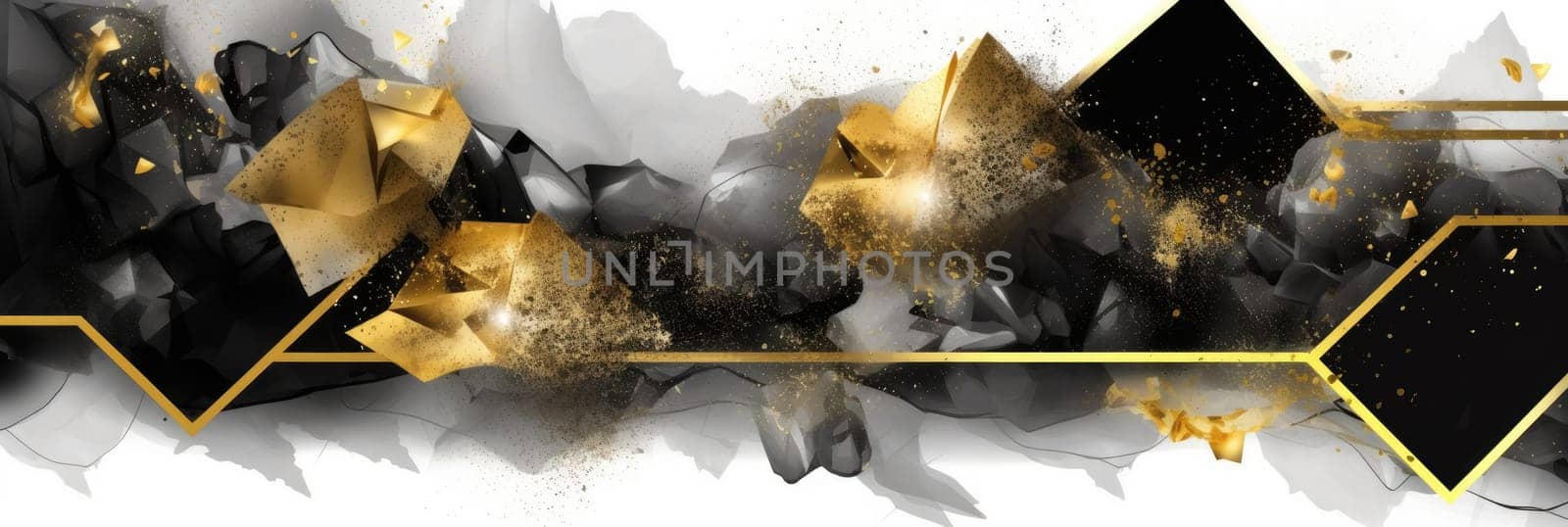 Abstract watercolor artwork mixed with buzzy geometric shapes for background of social media banner generative AI image