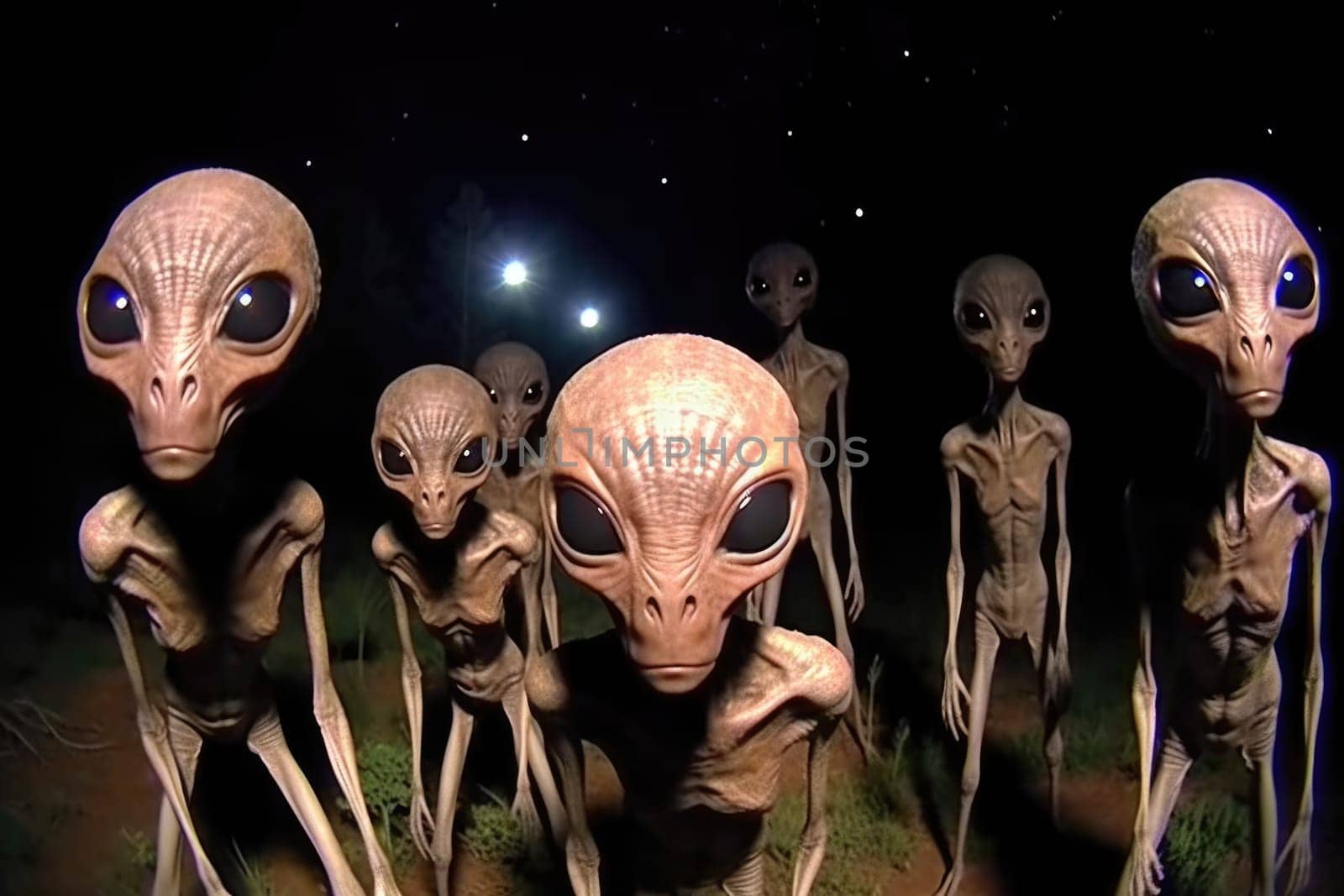 Alien encounter: a portrait capturing mystery of UFO sightings, extraterrestrial presence, unknown, highlighting humanity curiosity and intrigue with possible life beyond Earth.