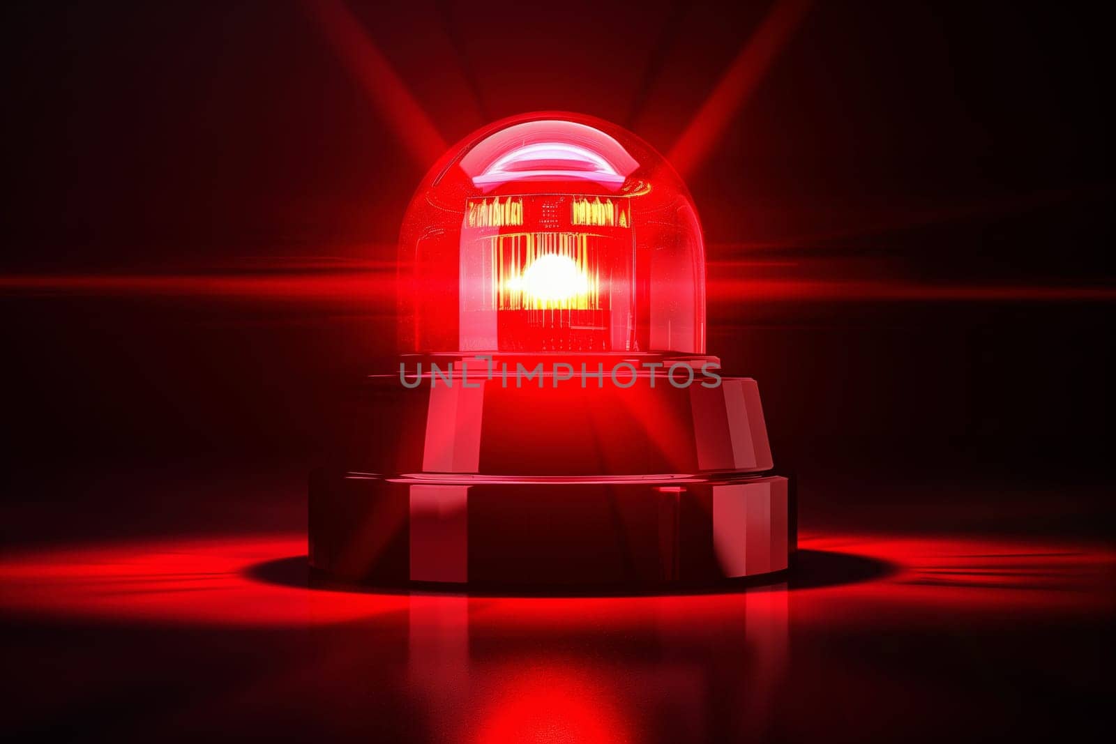 flash Red siren light on isolated background ..