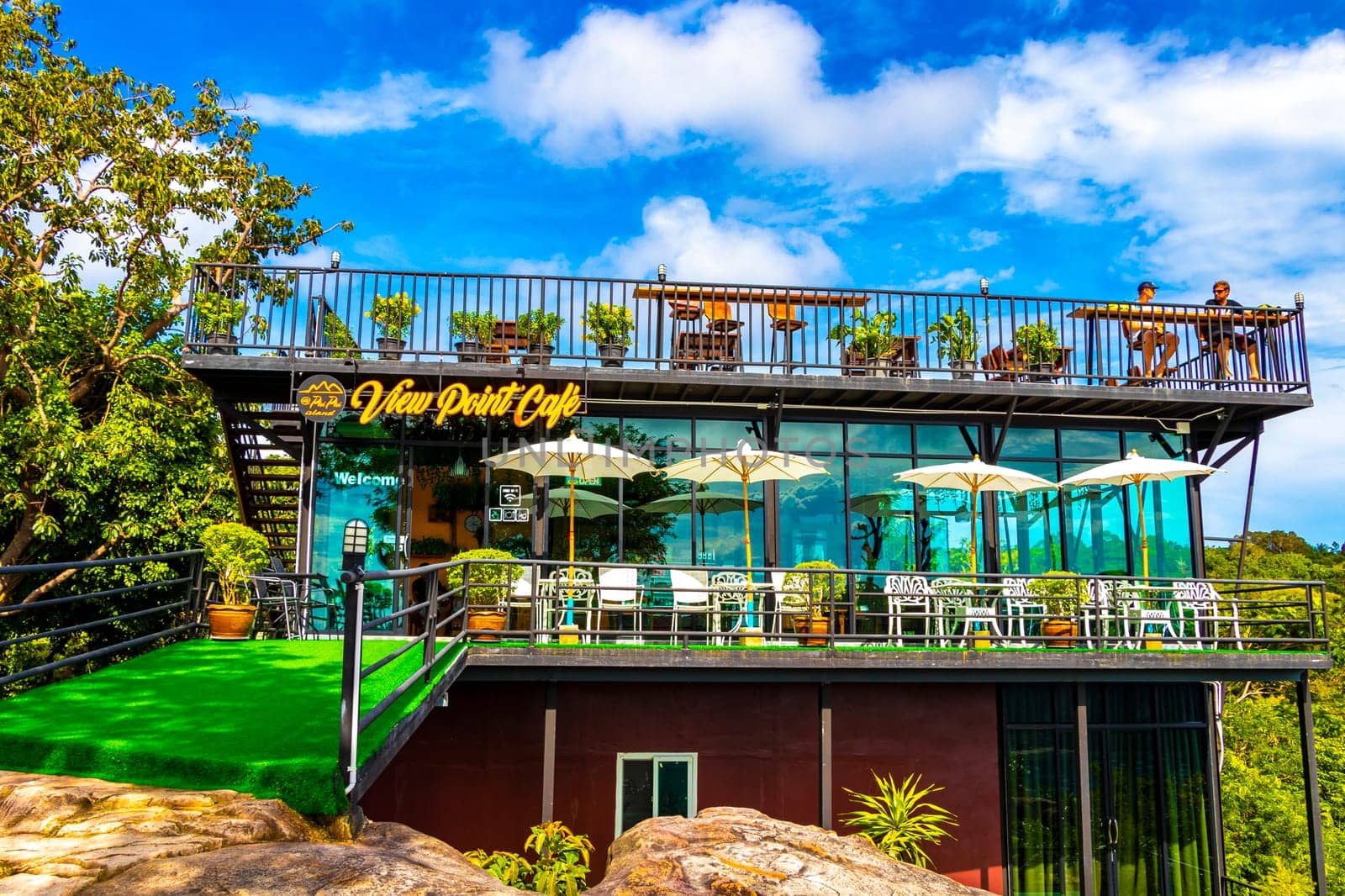 Ao Nang Krabi Thailand 21. October 2018 View Point Cafe Restaurant coffee at Viewpoint panorama on Koh Phi Phi Don island in Ao Nang Amphoe Mueang Krabi Thailand.