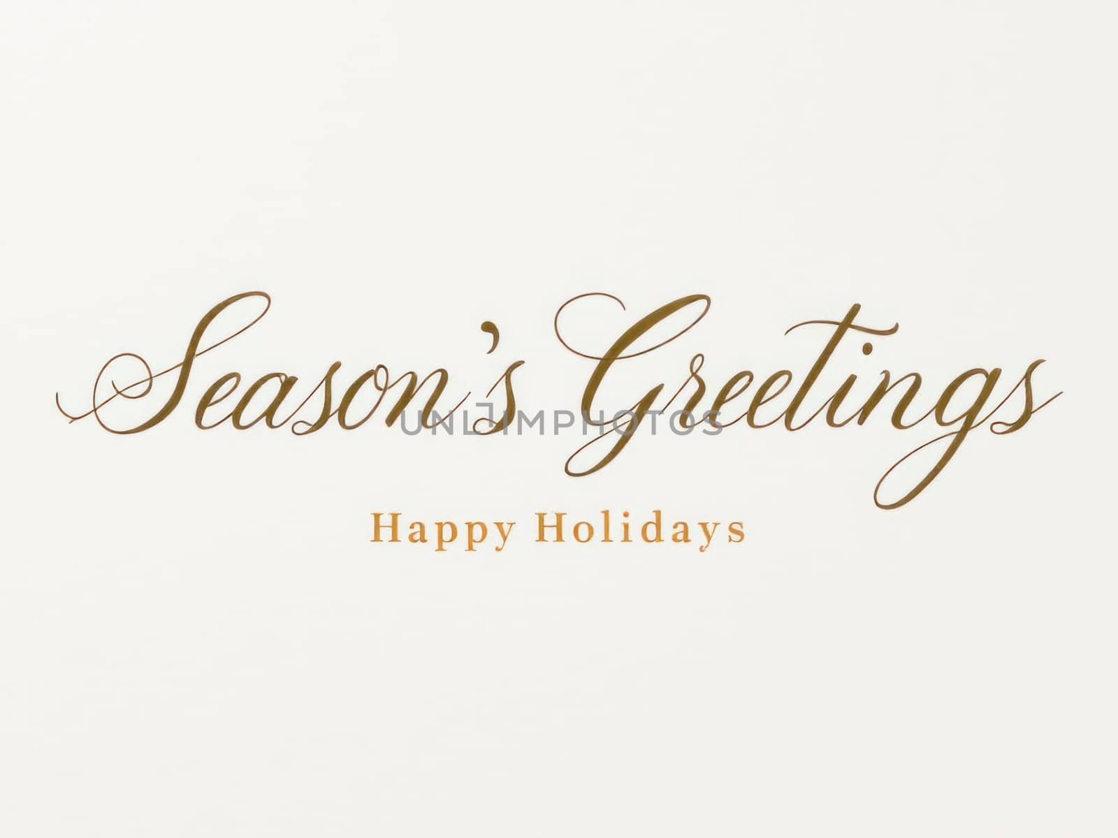 Elegant cursive font spells out season's greetings and happy holidays on a clean white background