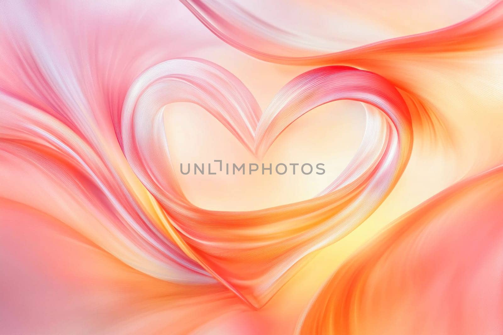 Golden heart shape created with flowing light representing love, passion, and warmth