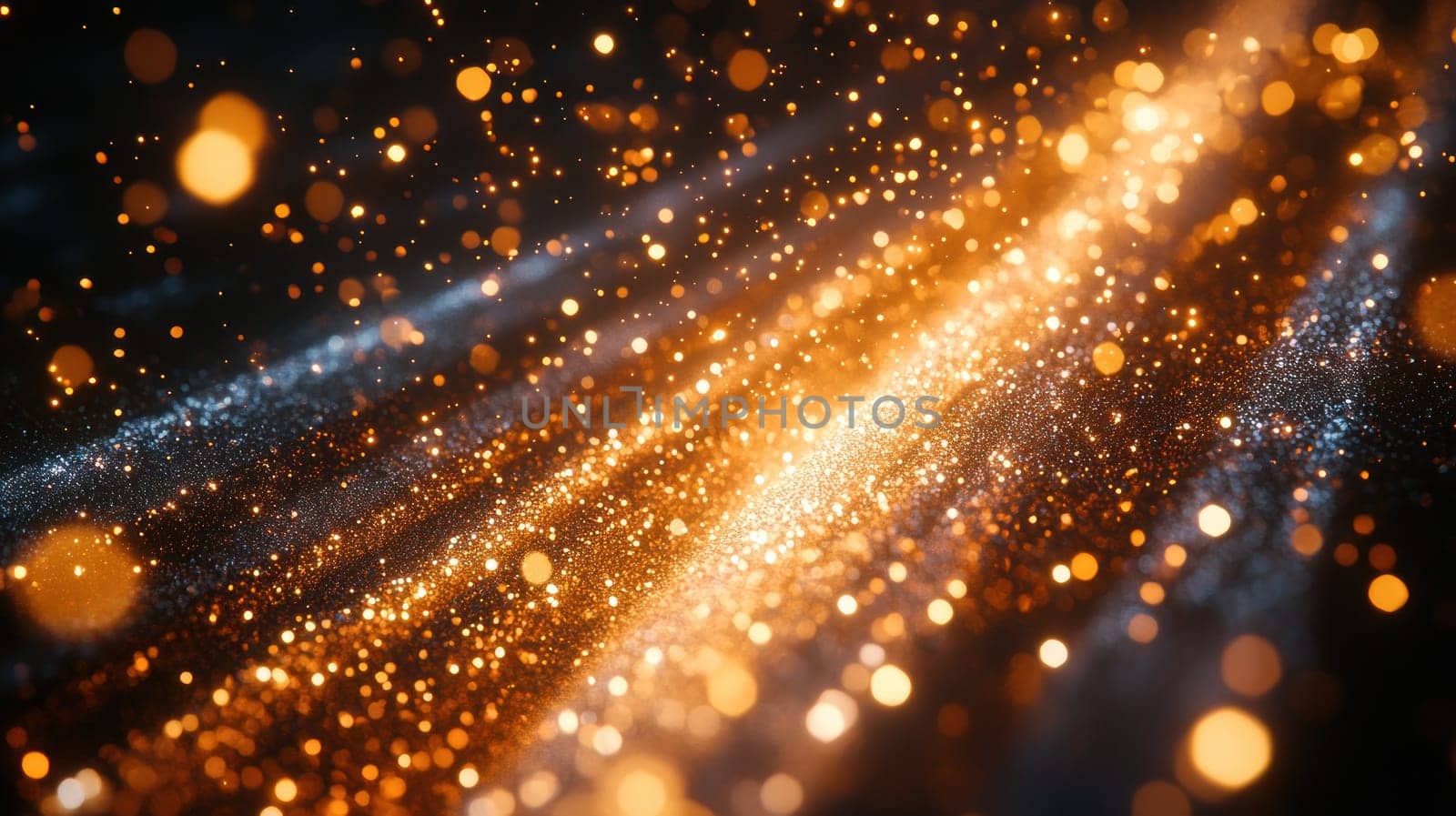 Golden and silver particles create shimmering effect, evoking sense of celebration and joy. This vibrant background is perfect for festive occasions.