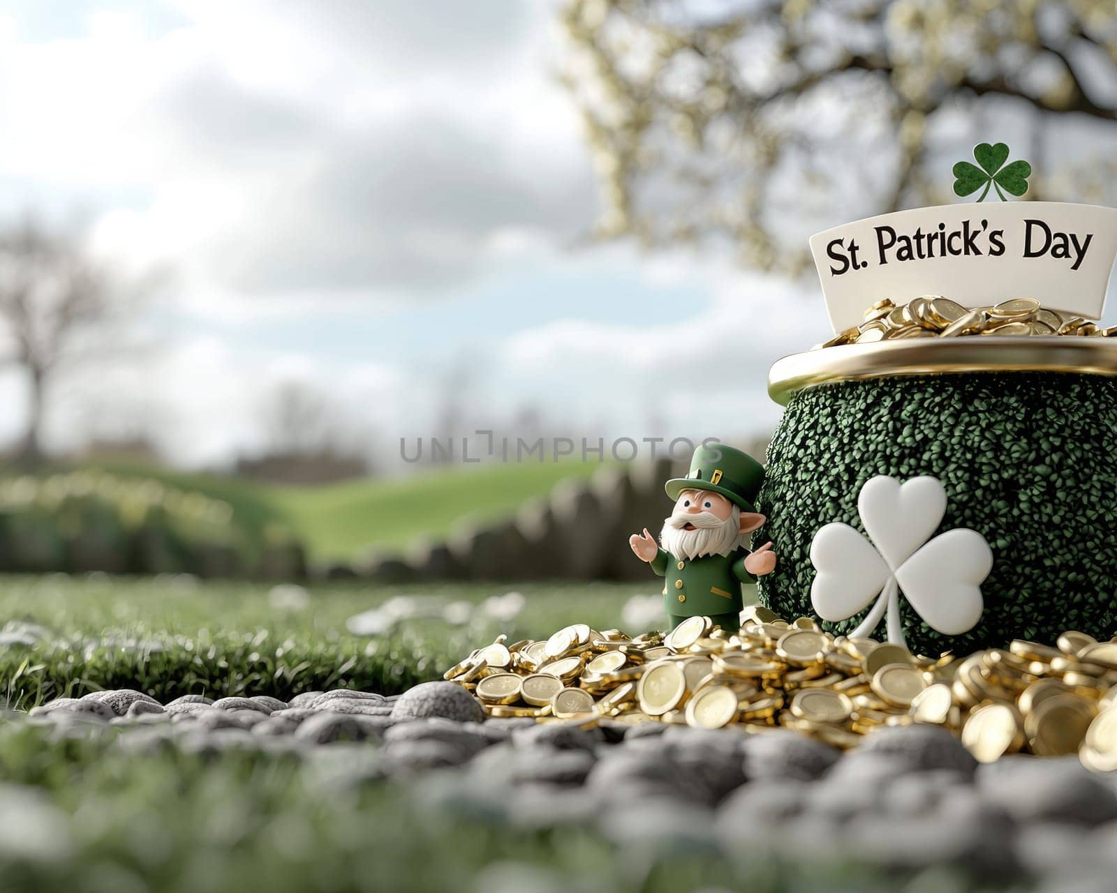 St. Patrick's Day banner: festive design, holiday celebration, green theme, shamrocks, Irish culture, joyful atmosphere, cheerful greeting, decorative backdrop, invitation card, special occasion