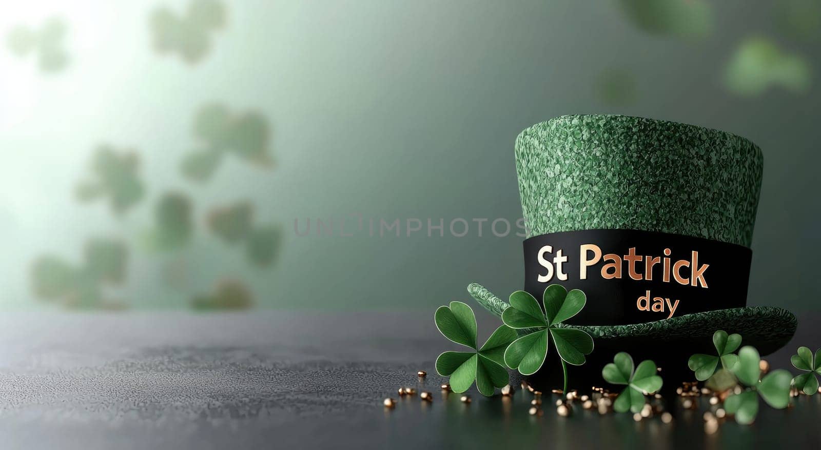 St. Patrick's Day background: Irish heritage, holiday spirit, lucky charm, decorative flyer, poster design, cheerful greeting, celebration theme, copy space, festive atmosphere, invitation card
