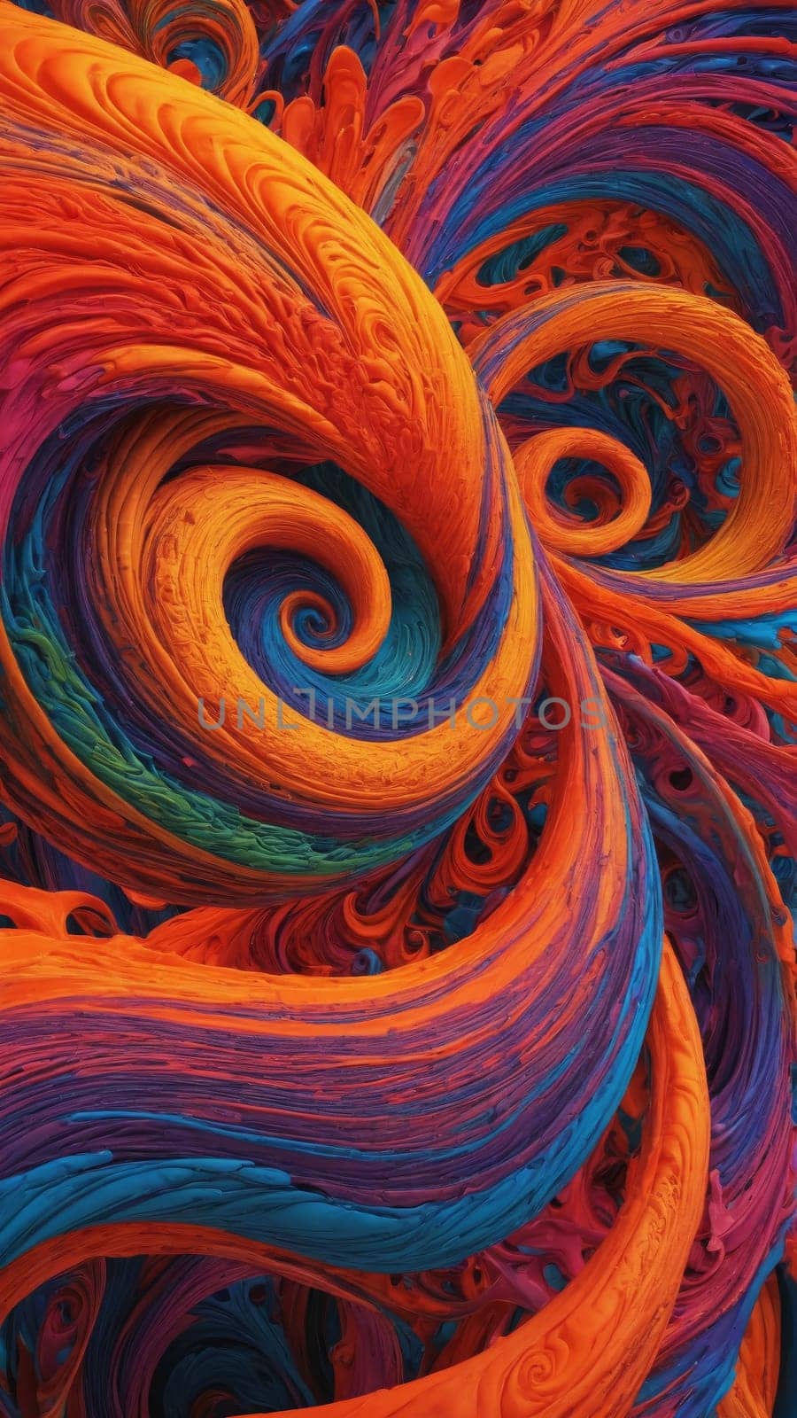 Colors dance together in an intricate pattern, swirling and intertwining to create a captivating visual experience that evokes a sense of movement and harmony in a vibrant space.