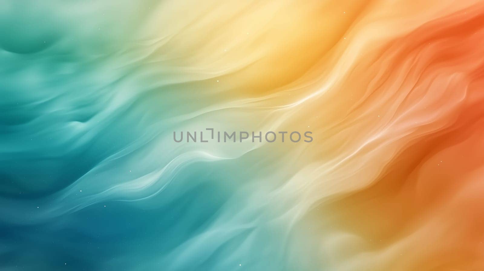 Dynamic flow of blue and orange hues creates an abstract composition. Soft gradients blend seamlessly, offering a relaxing visual experience that suggests tranquility.