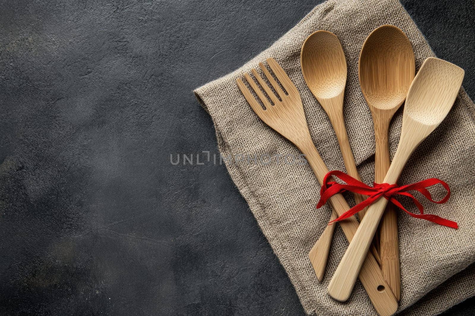 Eco-friendly tools: essential wooden utensils designed for sustainable kitchens, inviting and green culinary space that highlights importance of reducing plastic waste, embracing natural alternatives