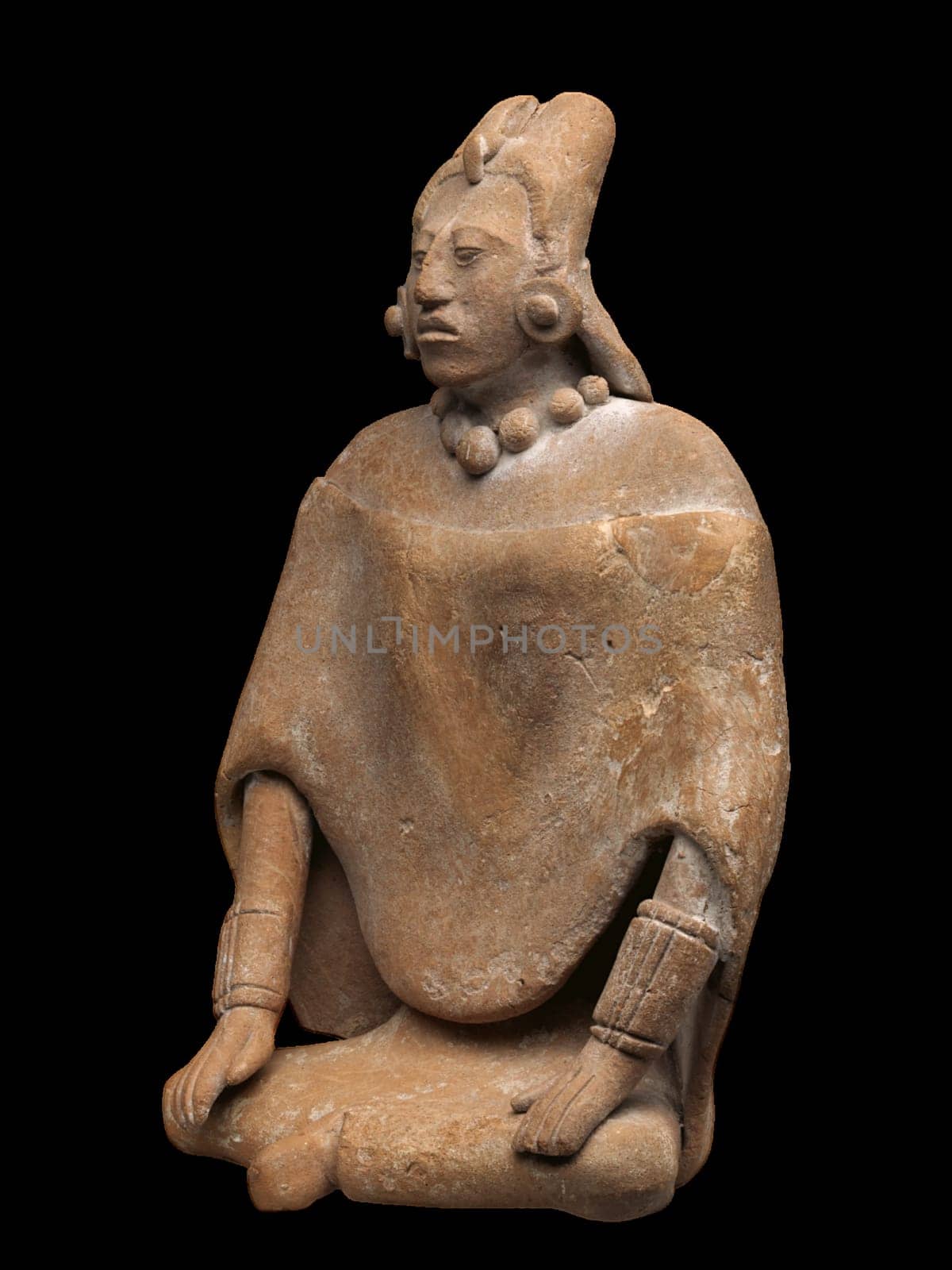 Ancient Maya Seated Female Figure - Pre-Columbian Ceramic Sculpture. High quality photo