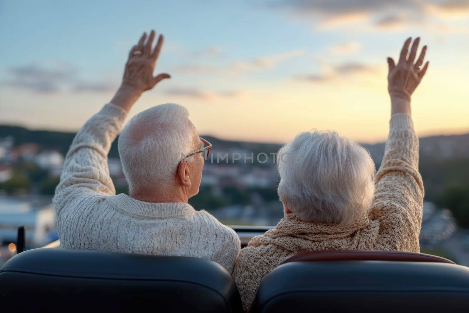 Elderly Adventurer: enjoying amusement ride, timeless excitement, joyful thrills, fearless spirit, park attraction, energetic vibe, amusement thrill, youthful enthusiasm, ageless joy
