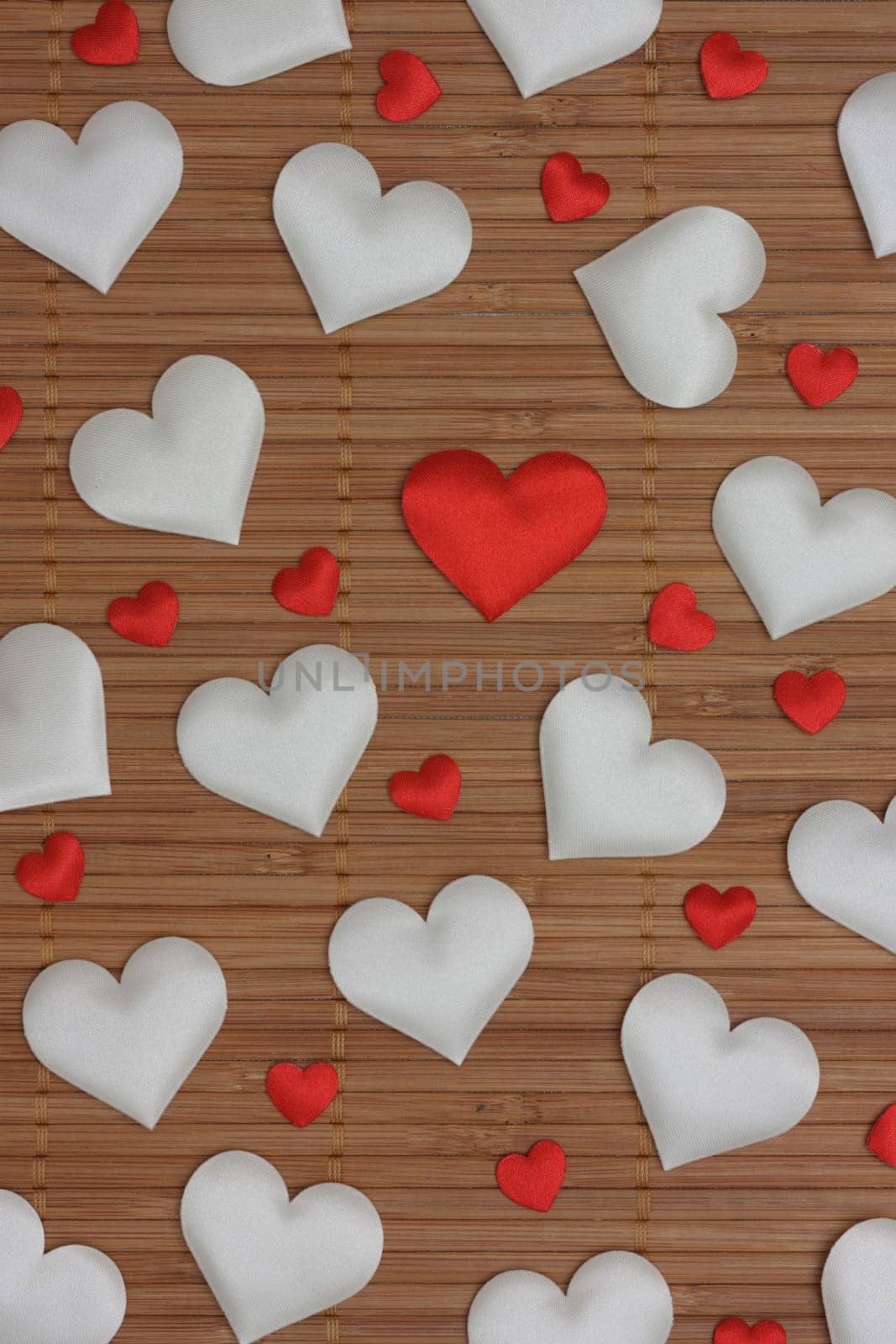 Valentine's Day pattern with red and white hearts. Love card for Valentine's Day by mailos