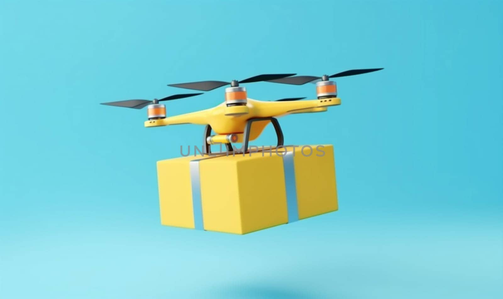 smart fast shipment speed technology delivery aerial future helicopter robot innovation cardboard package air copter cargo blue drone fly aircraft. Generative AI.