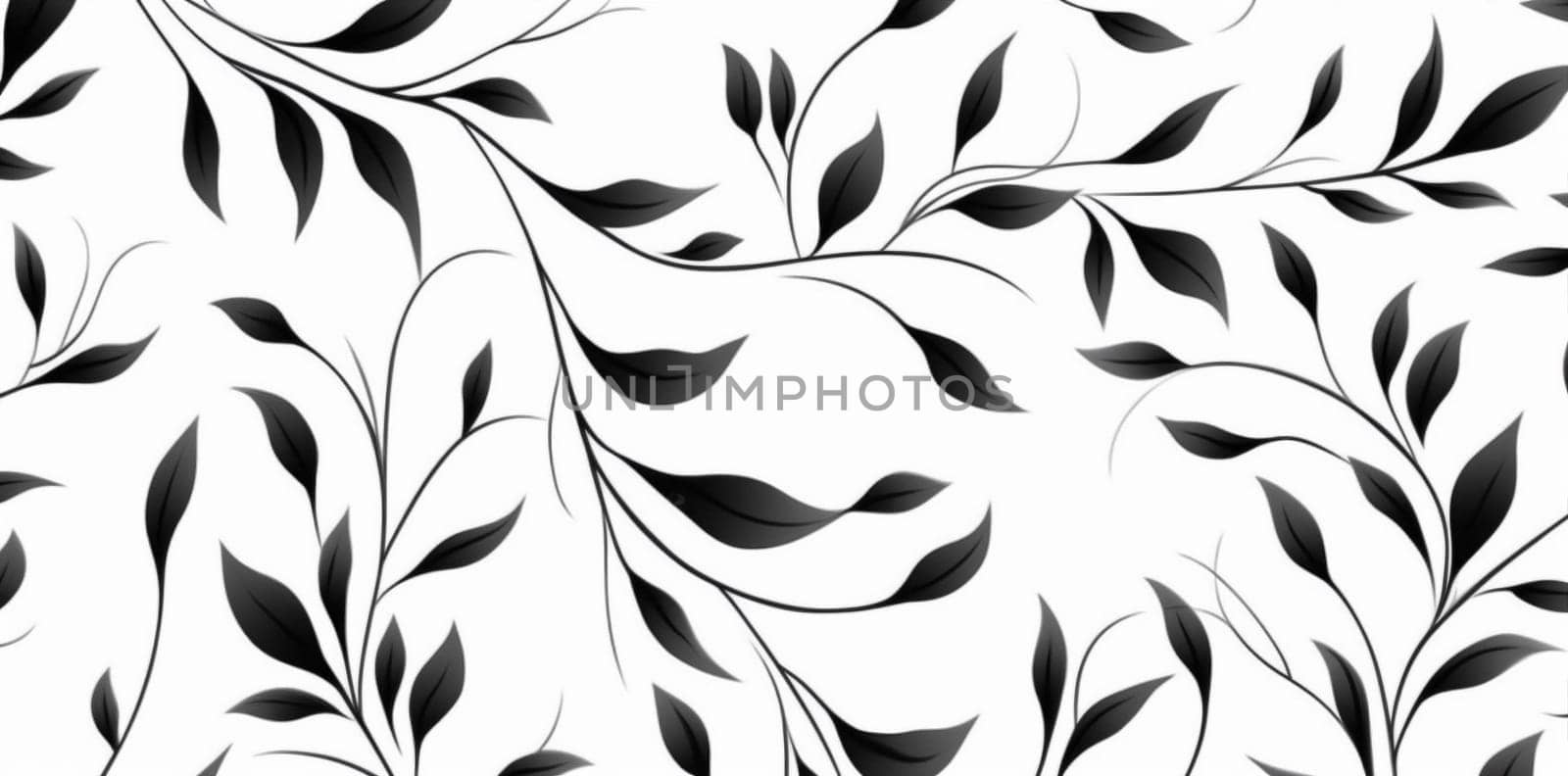 white nature illustration flourish black fabric background wallpaper texture leaf flower seamless textile floral decoration tile art plant design pattern. Generative AI.