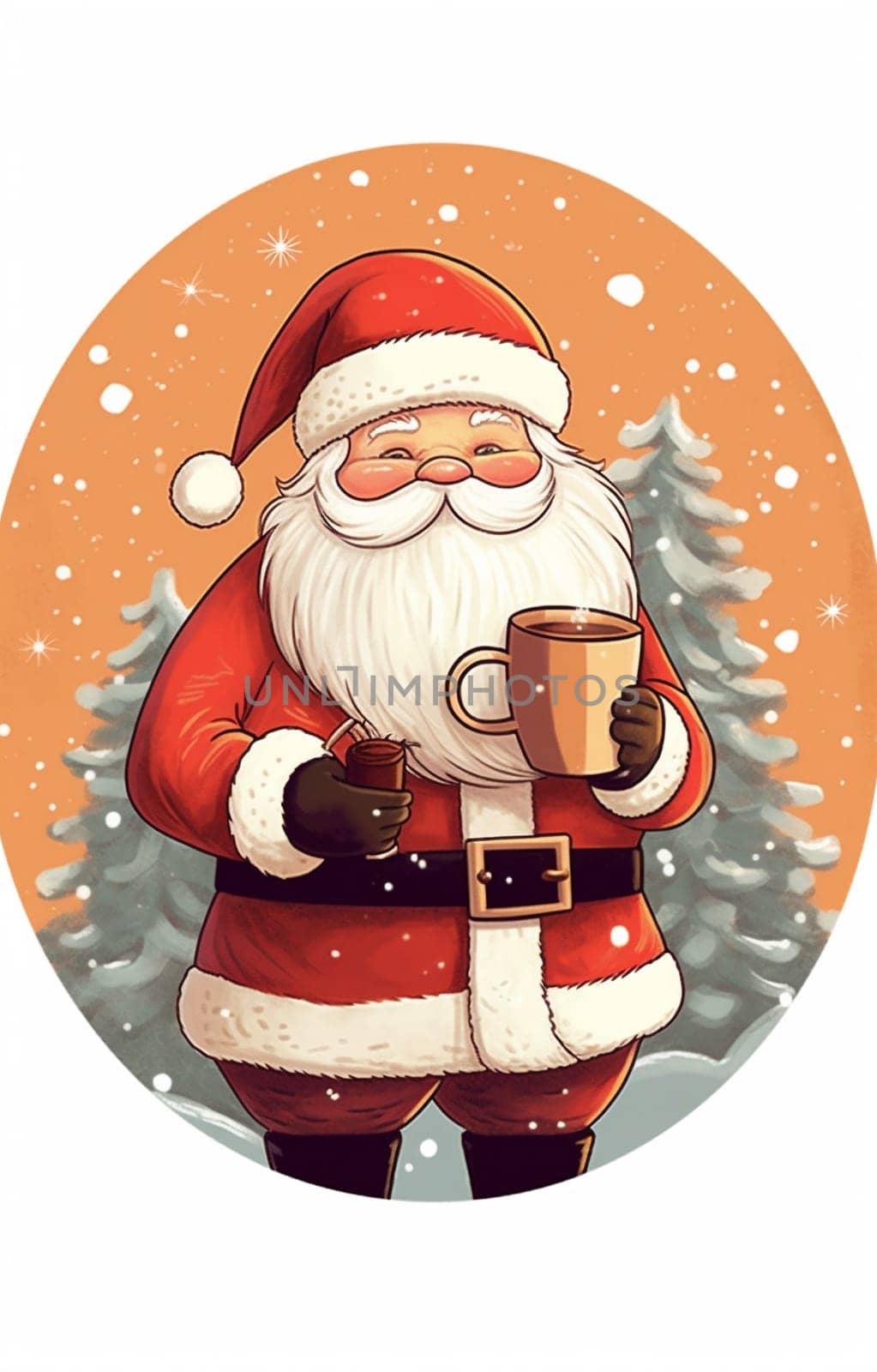 man mug home claus merry holiday santa festive male christmas cute. Generative AI. by Vichizh