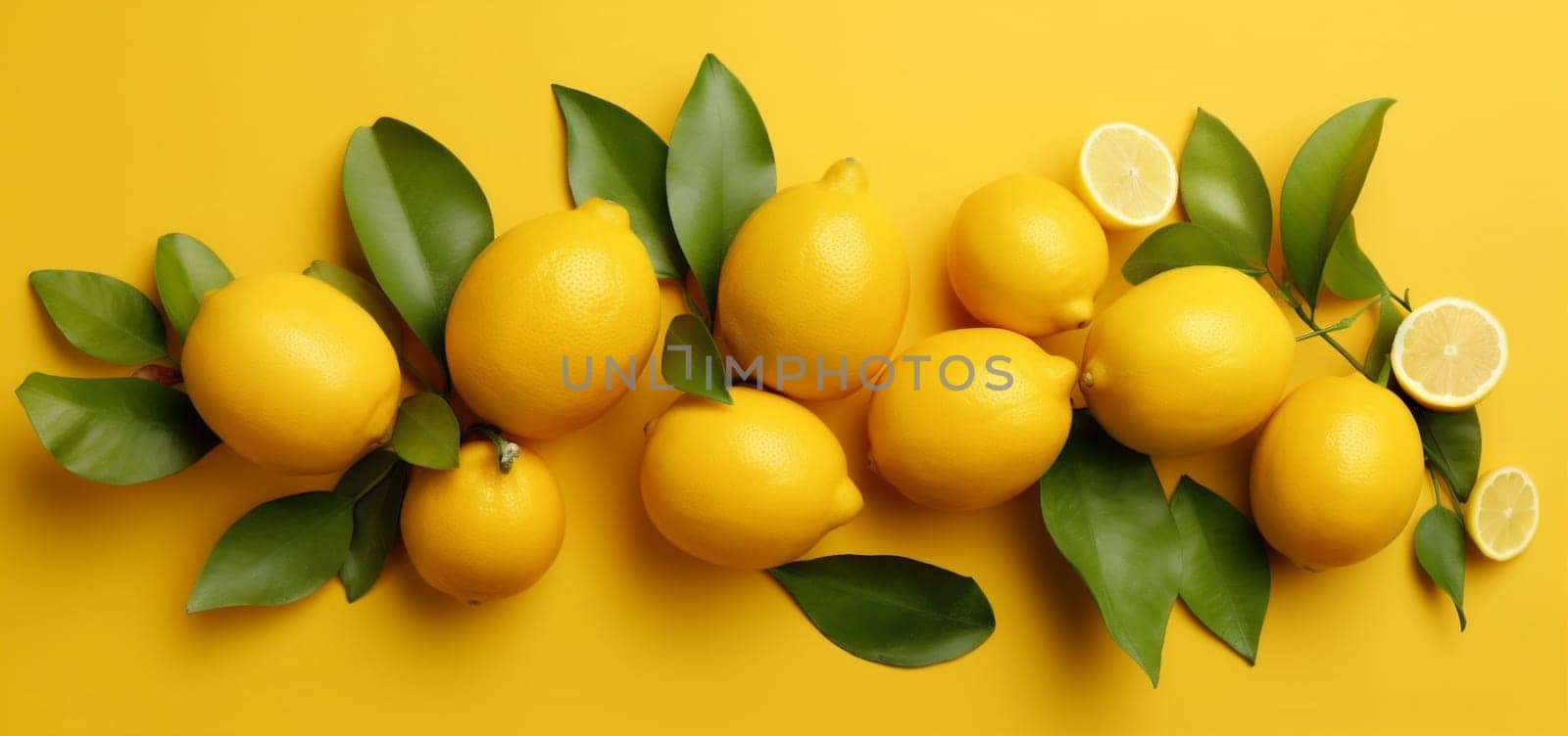 healthy lemon fruit fresh summer juicy yellow tropical natural background food. Generative AI. by Vichizh