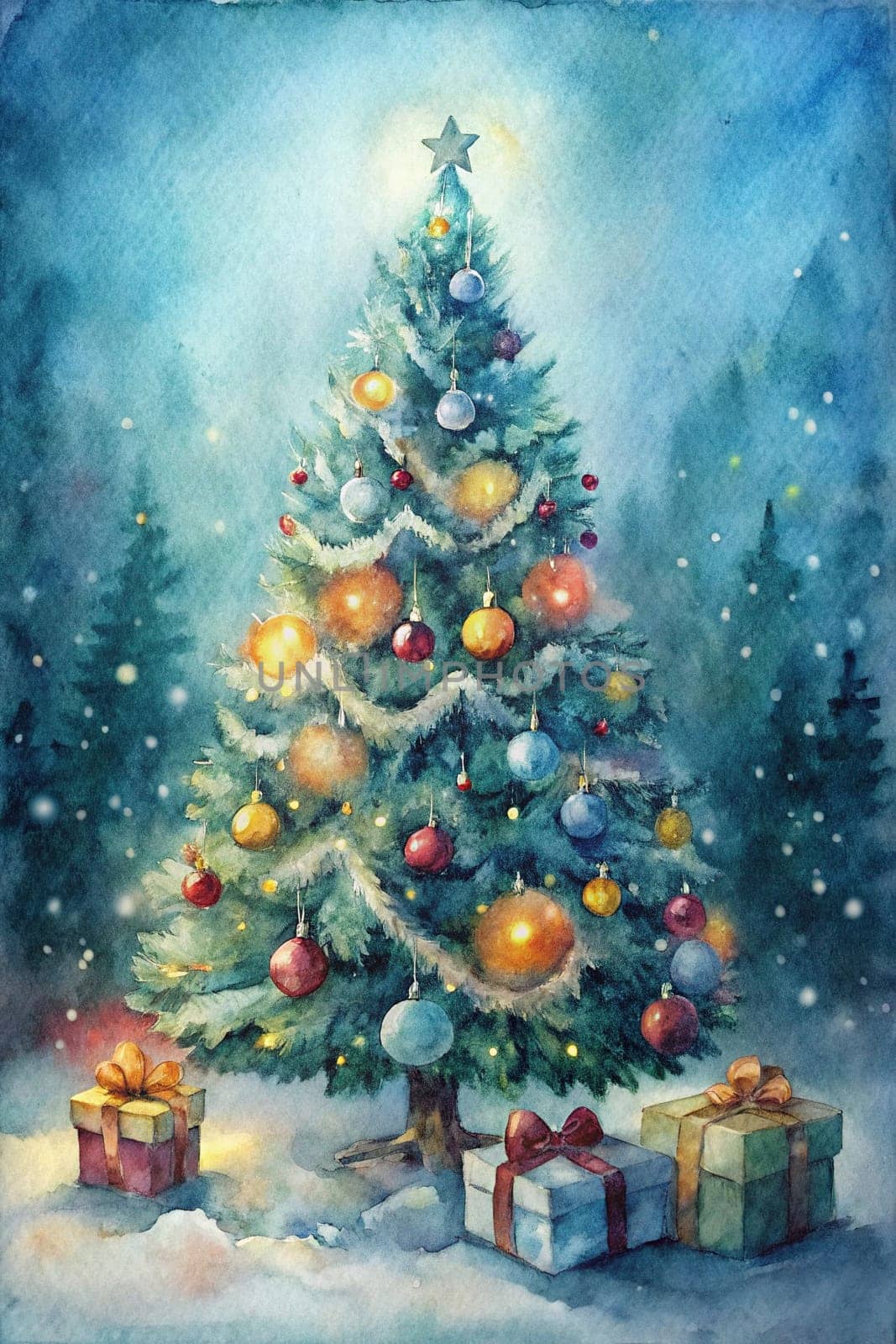 A beautifully decorated Christmas tree with ornaments, lights, and a festive gift.A classic Christmas scene with a beautifully decorated tree, elegant ornaments, and a warm, inviting atmosphere.Get ready for some Christmas fun! This festive tree is full of sparkle and joy.A special Christmas gift awaits under this beautifully decorated tree.The ornaments on this tree are simply stunning! They sparkle and shine, adding to the festive atmosphere.