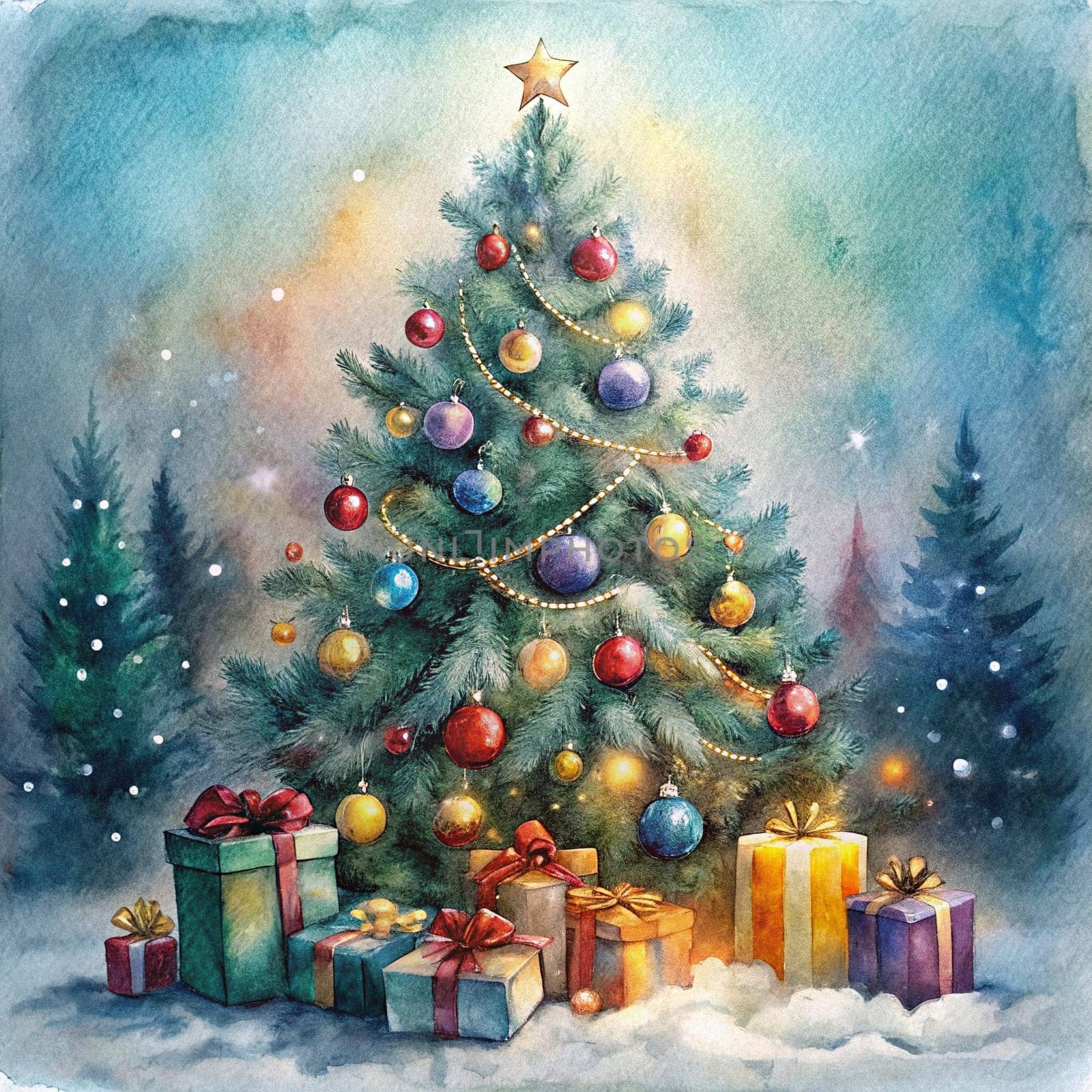 A beautifully decorated Christmas tree with ornaments, lights, and a festive gift.A classic Christmas scene with a beautifully decorated tree, elegant ornaments, and a warm, inviting atmosphere.Get ready for some Christmas fun! This festive tree is full of sparkle and joy.A special Christmas gift awaits under this beautifully decorated tree.The ornaments on this tree are simply stunning! They sparkle and shine, adding to the festive atmosphere.