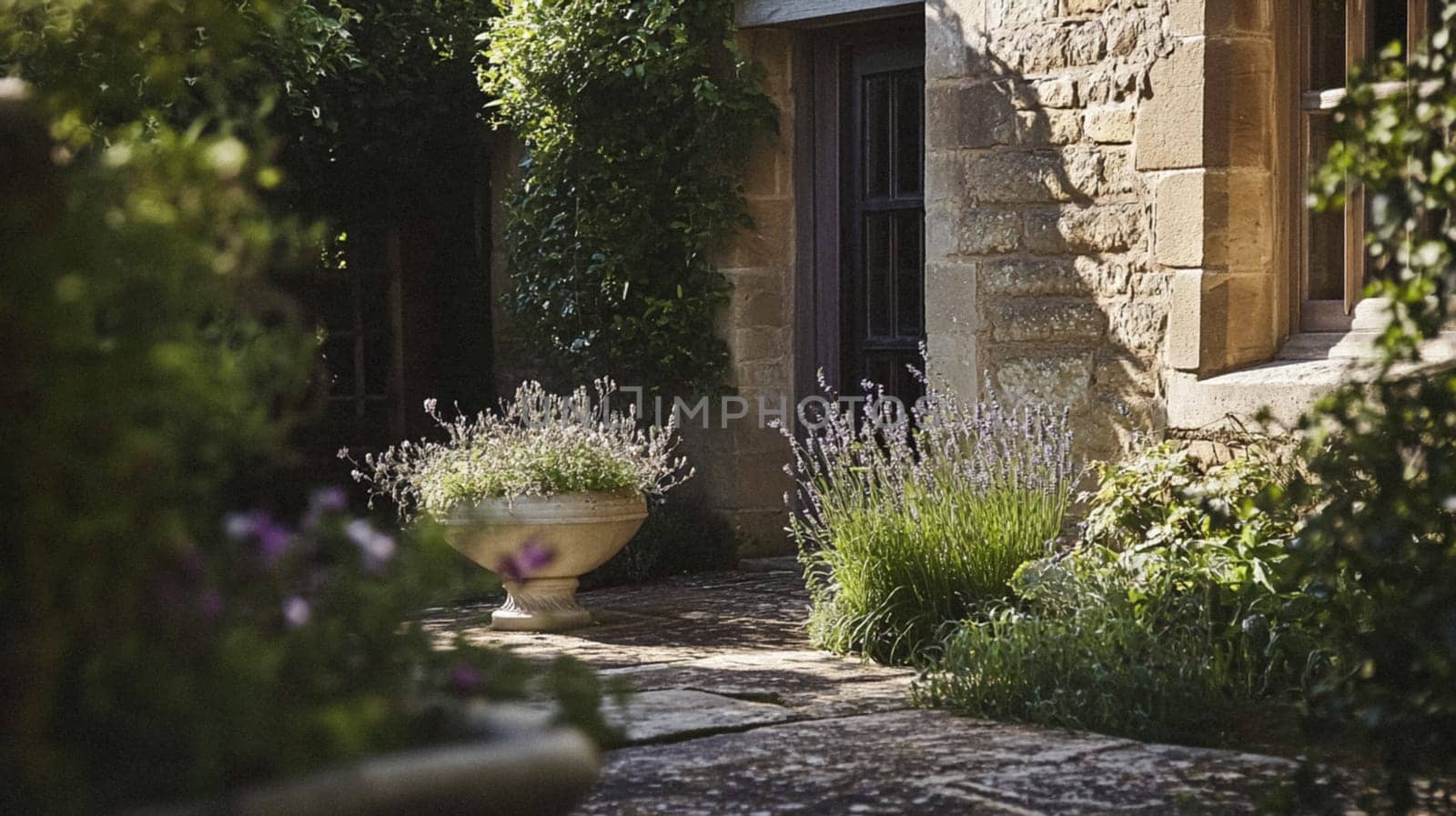 Cotswolds cottage and garden in the English countryside style, modern architecture and design idea