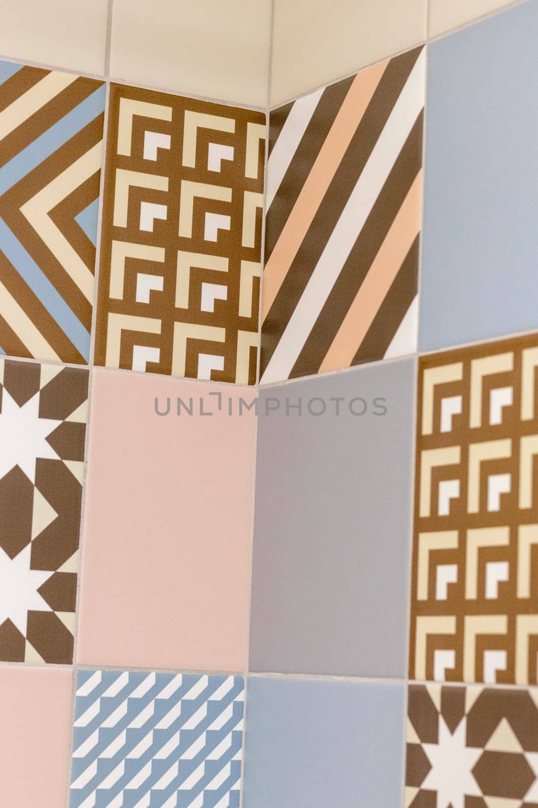 Shot of the decorative tiles in the bathroom