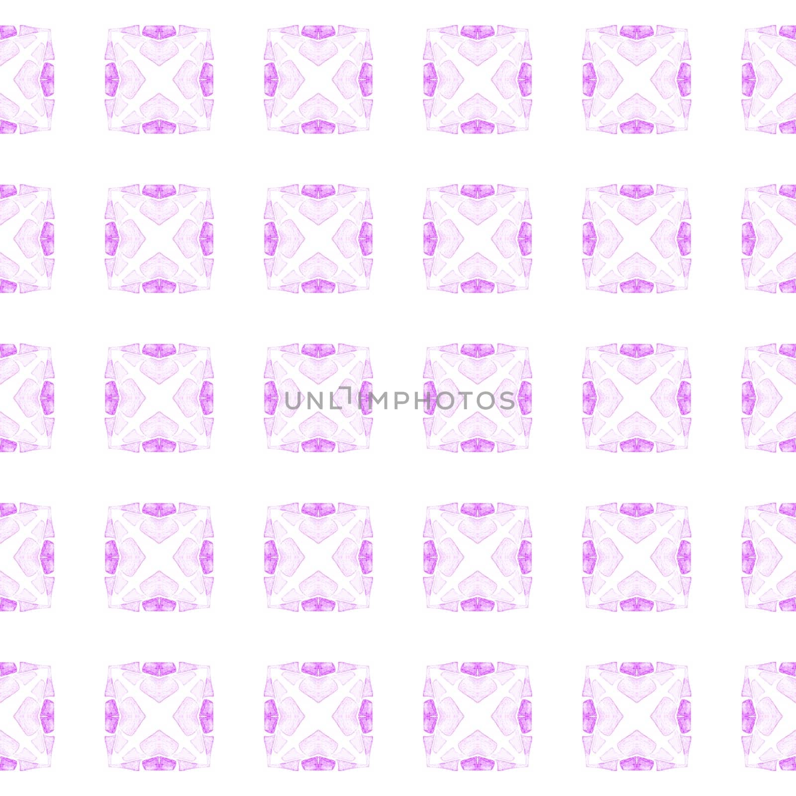 Textile ready curious print, swimwear fabric, wallpaper, wrapping. Purple artistic boho chic summer design. Green geometric chevron watercolor border. Chevron watercolor pattern.
