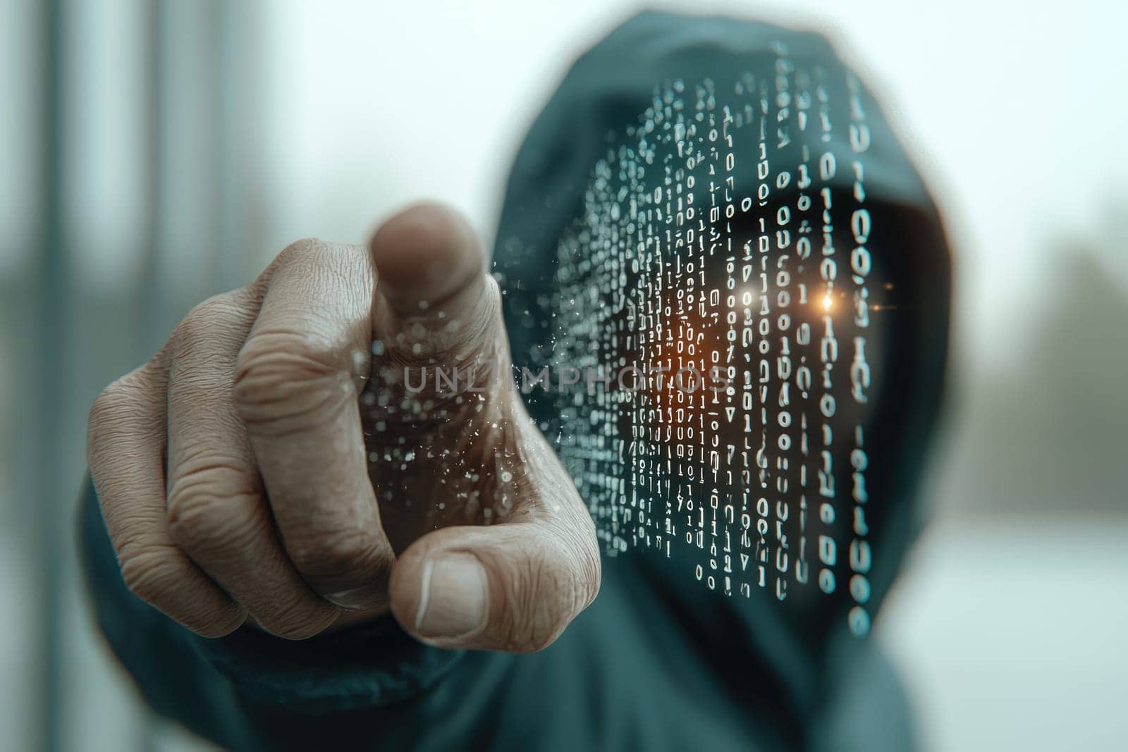 Anonymous coder: hacker dismantling binary barriers while cloaked in hoodie, embodying mystique of underground tech culture, challenging systems with skillful precision, stealth in digital realm