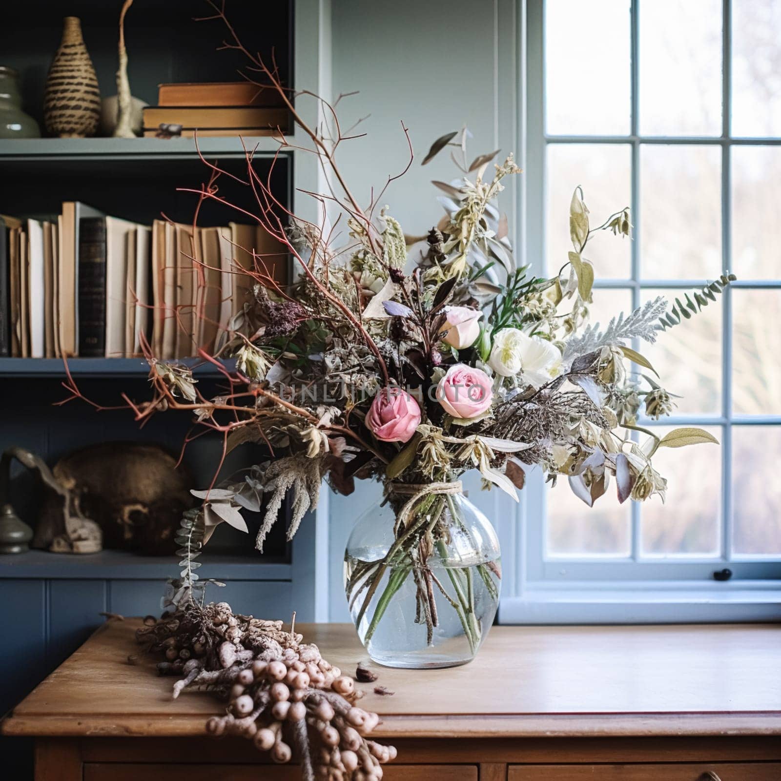 Beautiful bouquet of flowers in a vase. Floral arrangement