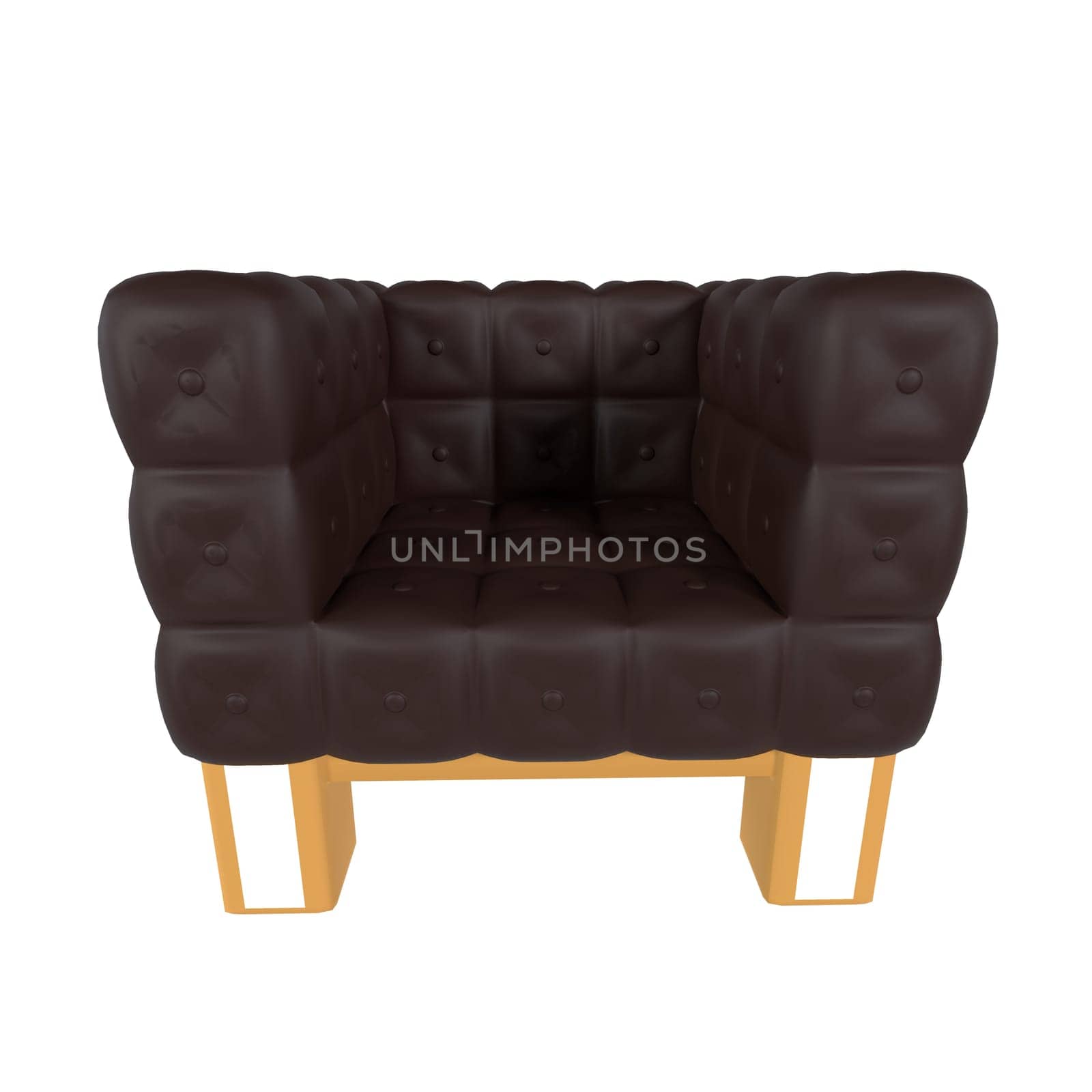 A cozy brown tufted armchair is presented against a plain background showcasing its design.
