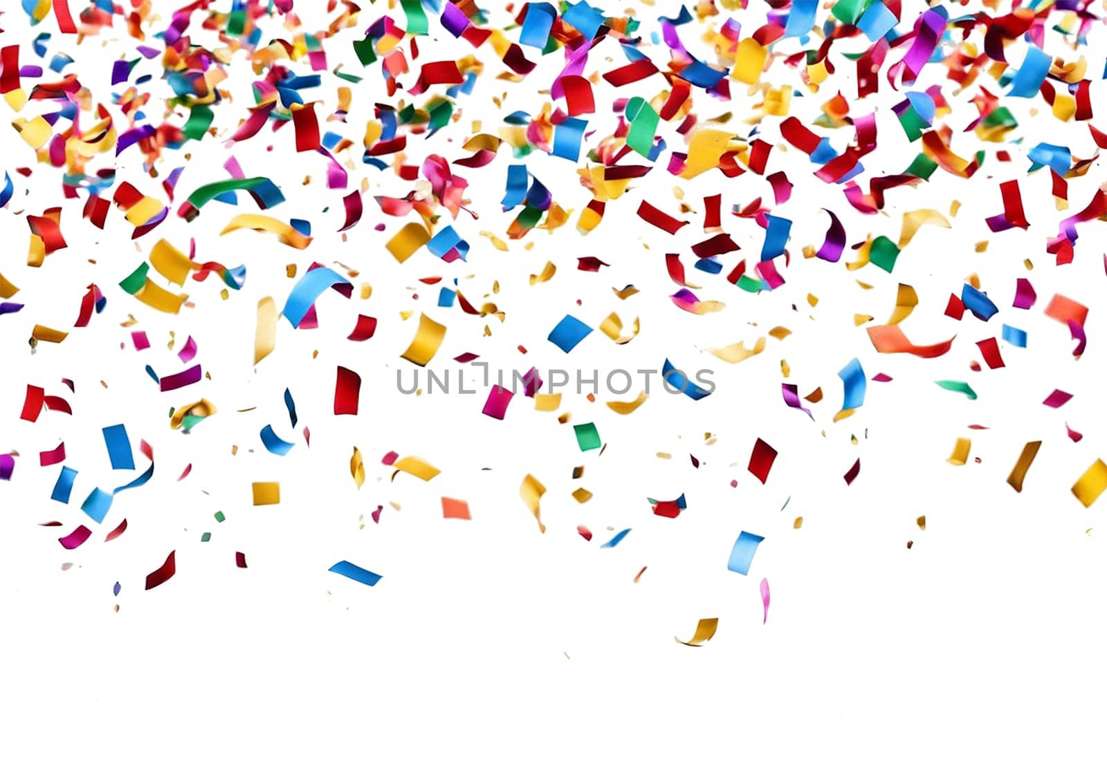 Colorful confetti falling in transparent background - Generative AI