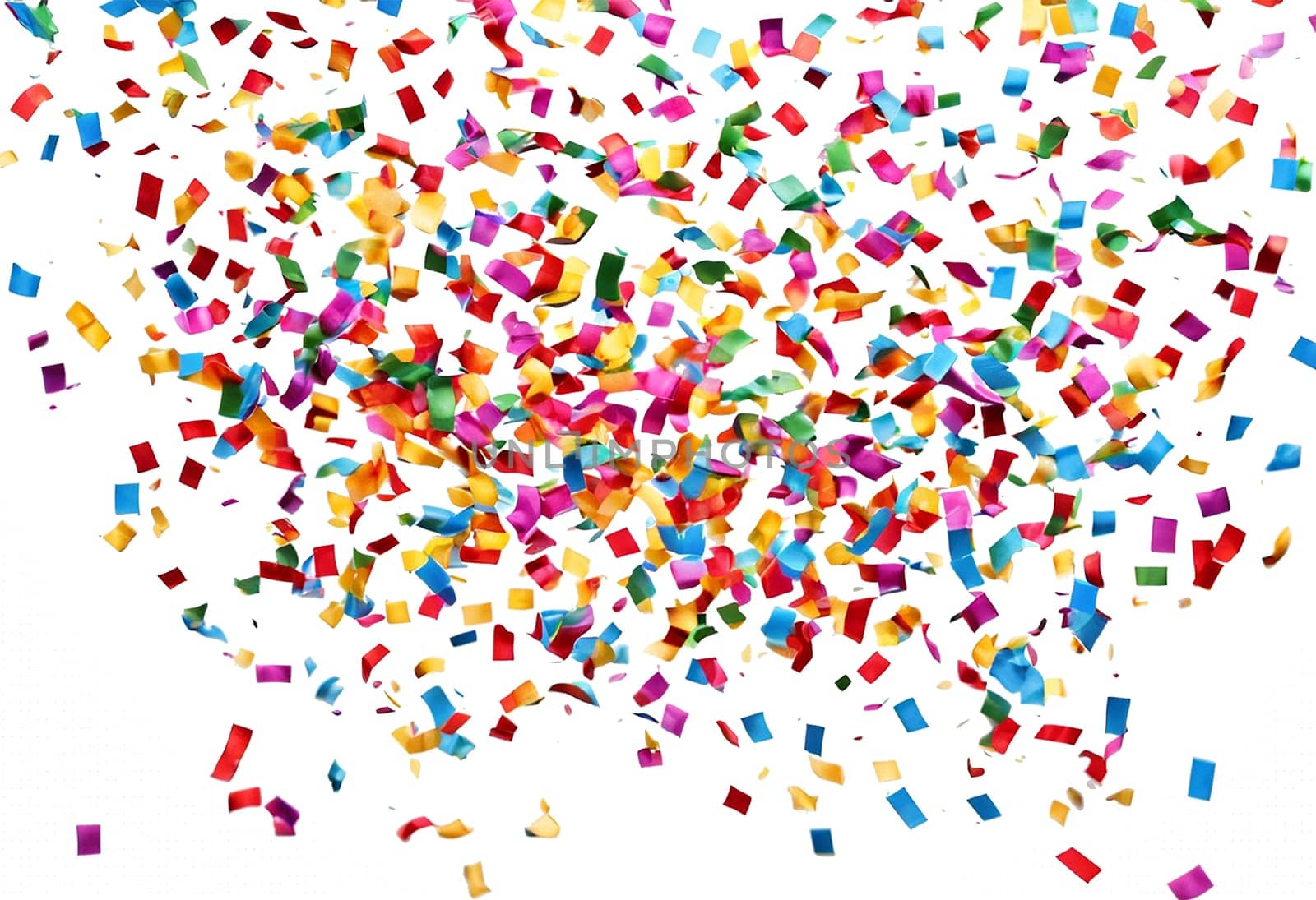 Colorful confetti falling in transparent background - Generative AI
