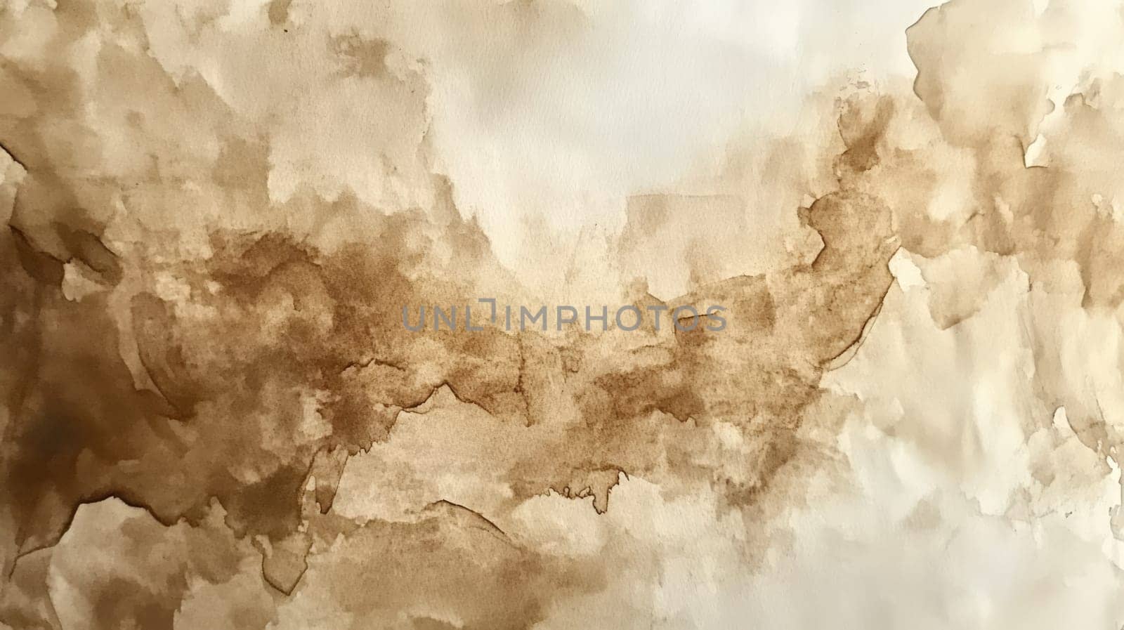 Abstract brown watercolor background. Dry brush