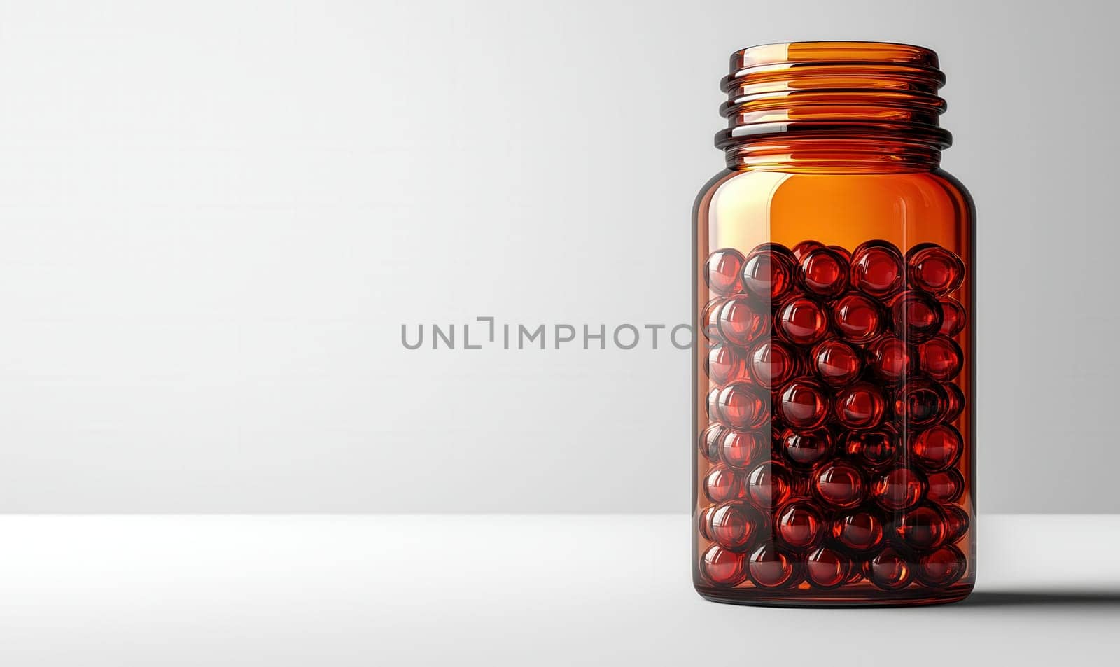 A bottle of pills on a white background. Selective focus.