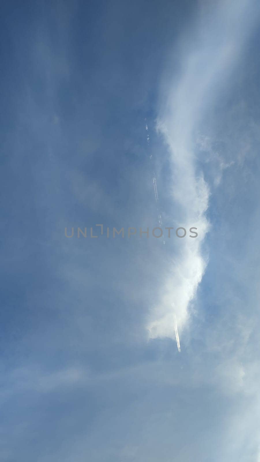 Blue gray sky white clouds background nature air sun light atmosphere weather autumn landscape. High quality photo