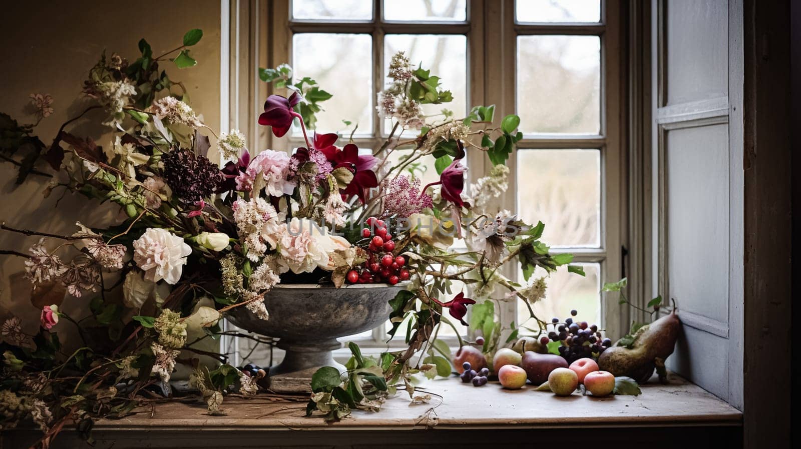 Beautiful bouquet of flowers in a vase. Floral arrangement