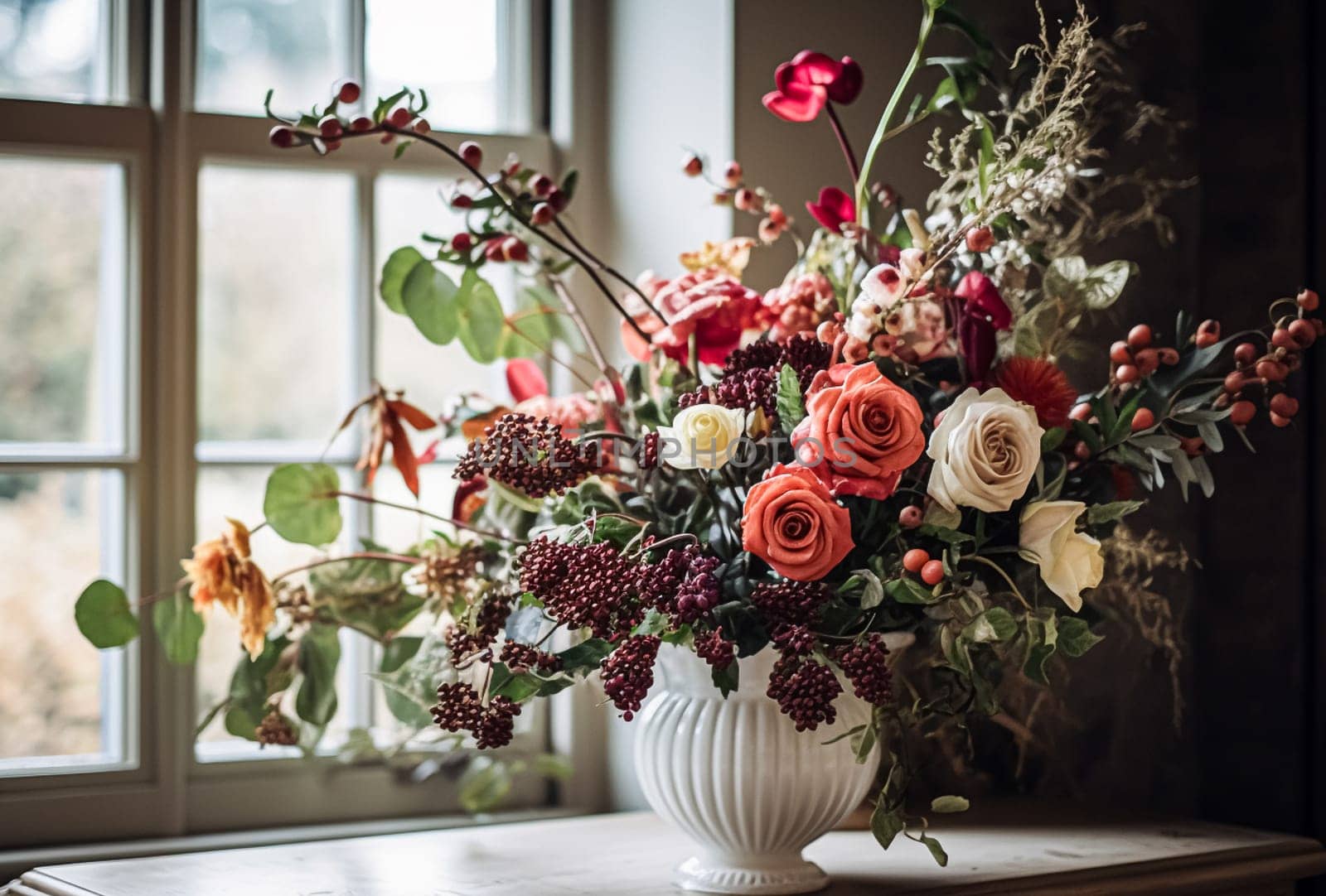 Beautiful bouquet of flowers in a vase. Floral arrangement