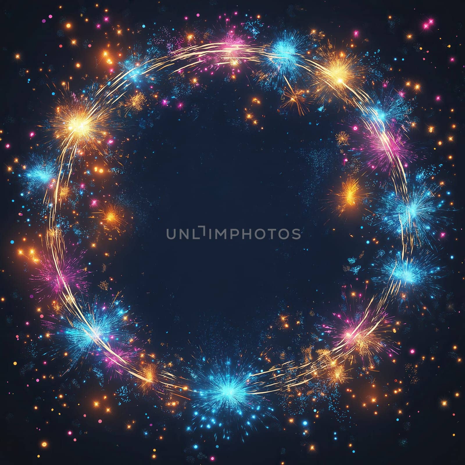 Bright colorful fireworks on a dark background. Selective focus.