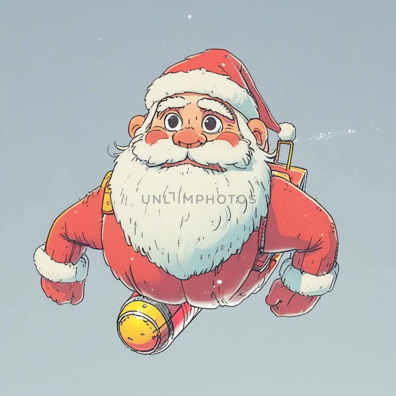 Santa Claus flying on airplane, Happy New Year holiday Merry Christmas, white background, toy illustration. High quality illustration