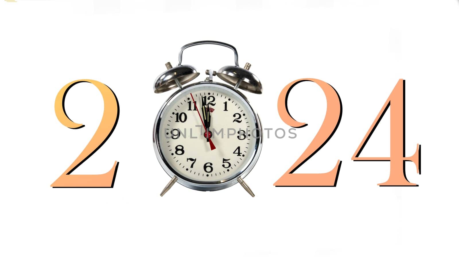 almost twelfe o clock and a new year two thousand twenty-four by compuinfoto