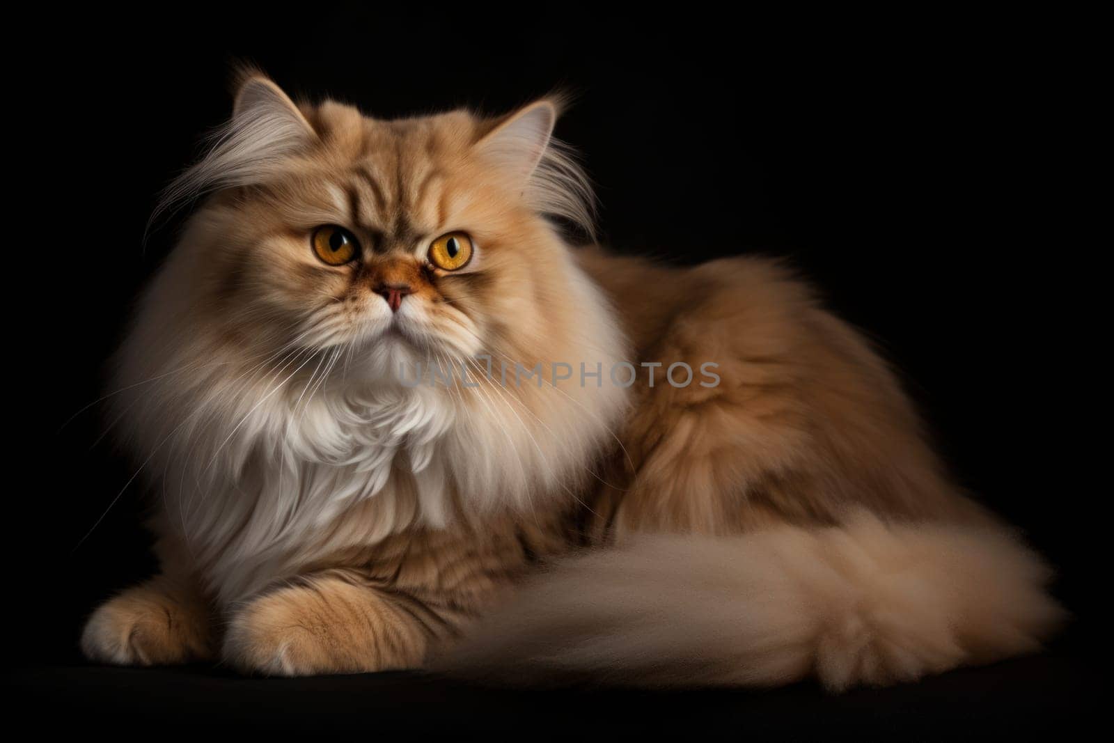 Portrait of a cute cat looking away. British longhair cat.