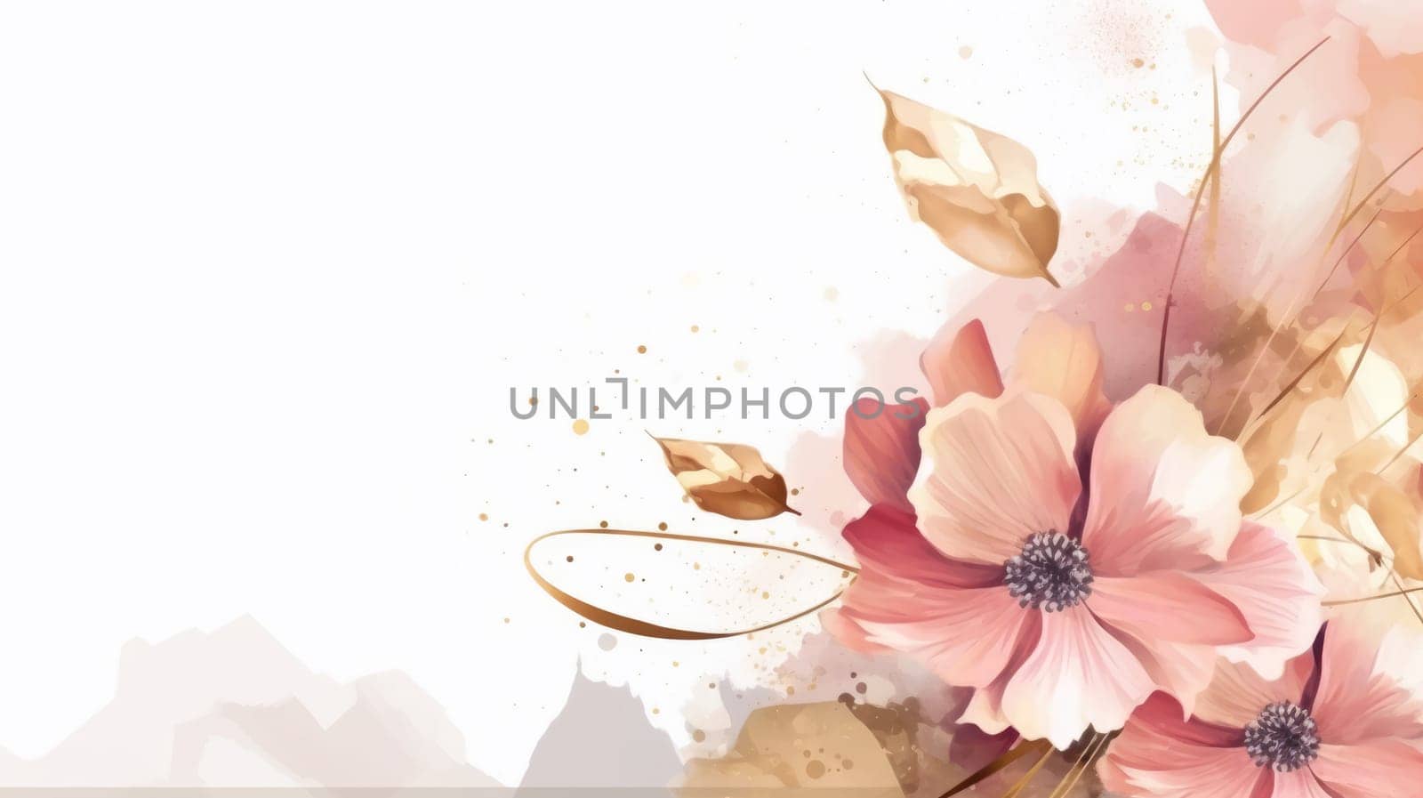 Watercolor abstract design for background of wedding or buzzy social media banner on white background generative AI