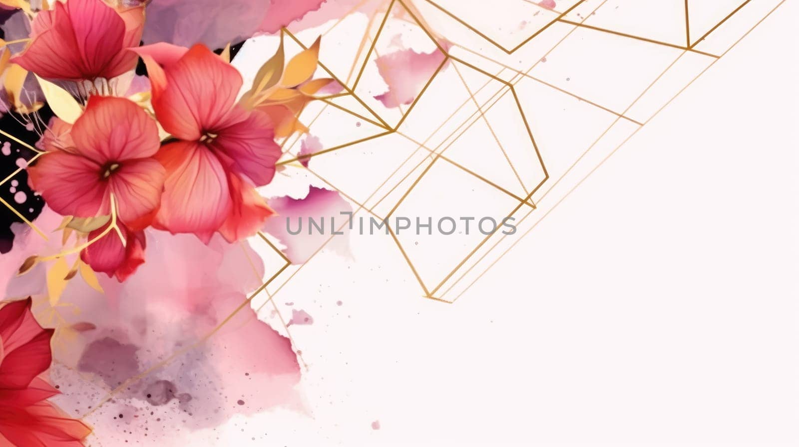 Watercolor abstract design for background of wedding or buzzy social media banner on white background generative AI