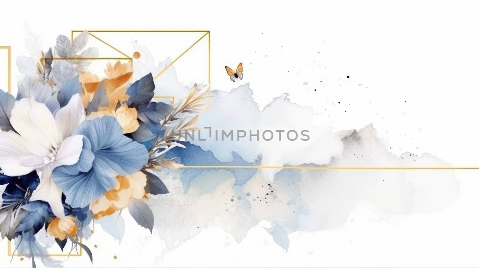 Watercolor abstract design for background of wedding or buzzy social media banner generative AI