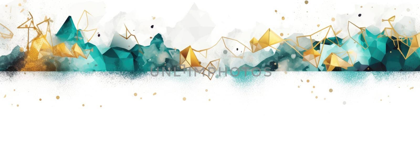 Abstract watercolor artwork mixed with buzzy geometric shapes for background of social media banner generative AI image