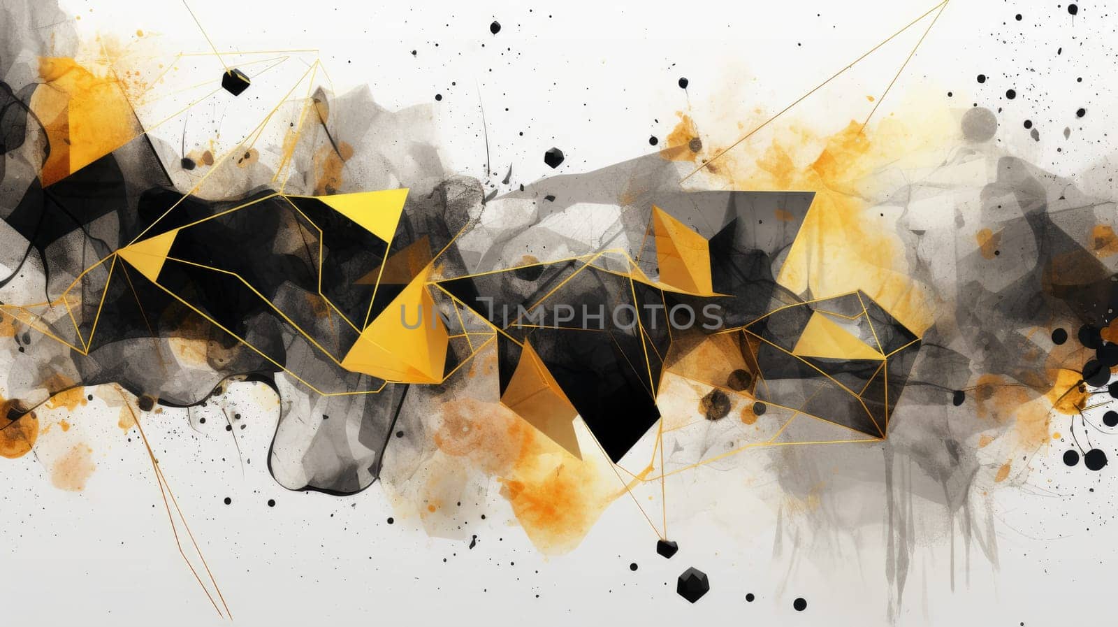 Abstract watercolor artwork mixed with buzzy geometric shapes by biancoblue