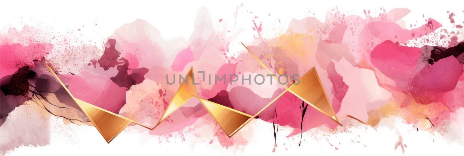 Abstract watercolor artwork mixed with buzzy geometric shapes for background of social media banner generative AI image