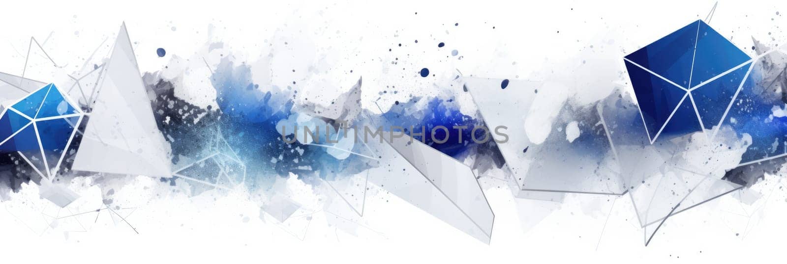 Abstract watercolor artwork mixed with buzzy geometric shapes for background of social media banner generative AI image