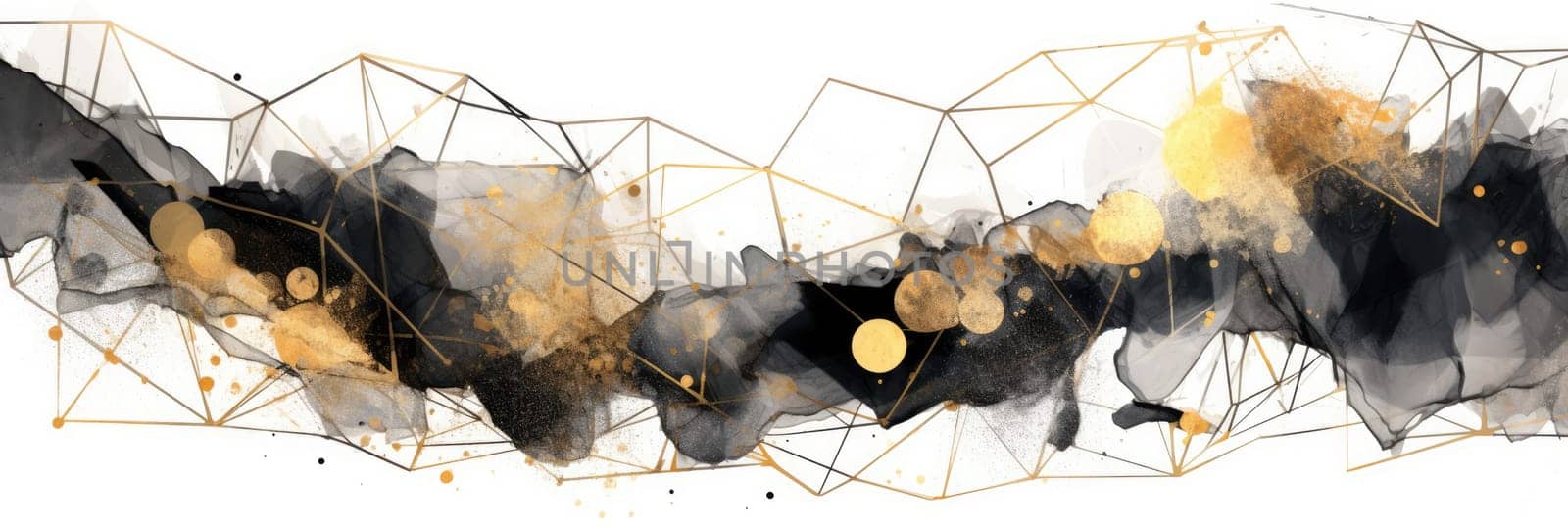 Abstract watercolor artwork mixed with buzzy geometric shapes for background of social media banner generative AI image