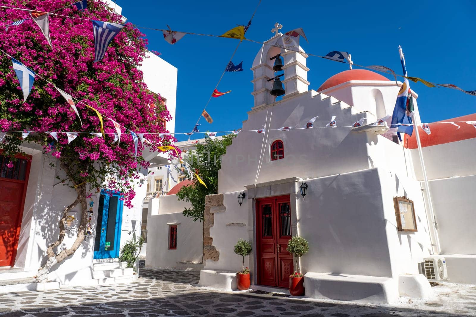 Agia Kyriaki Church in Myukonos on a sunny day