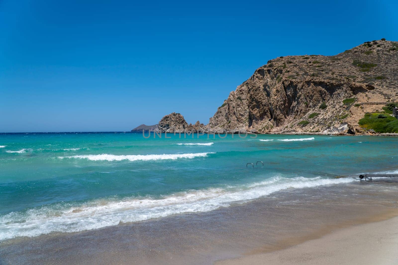 Plathiena Beach in Milos on a windy day