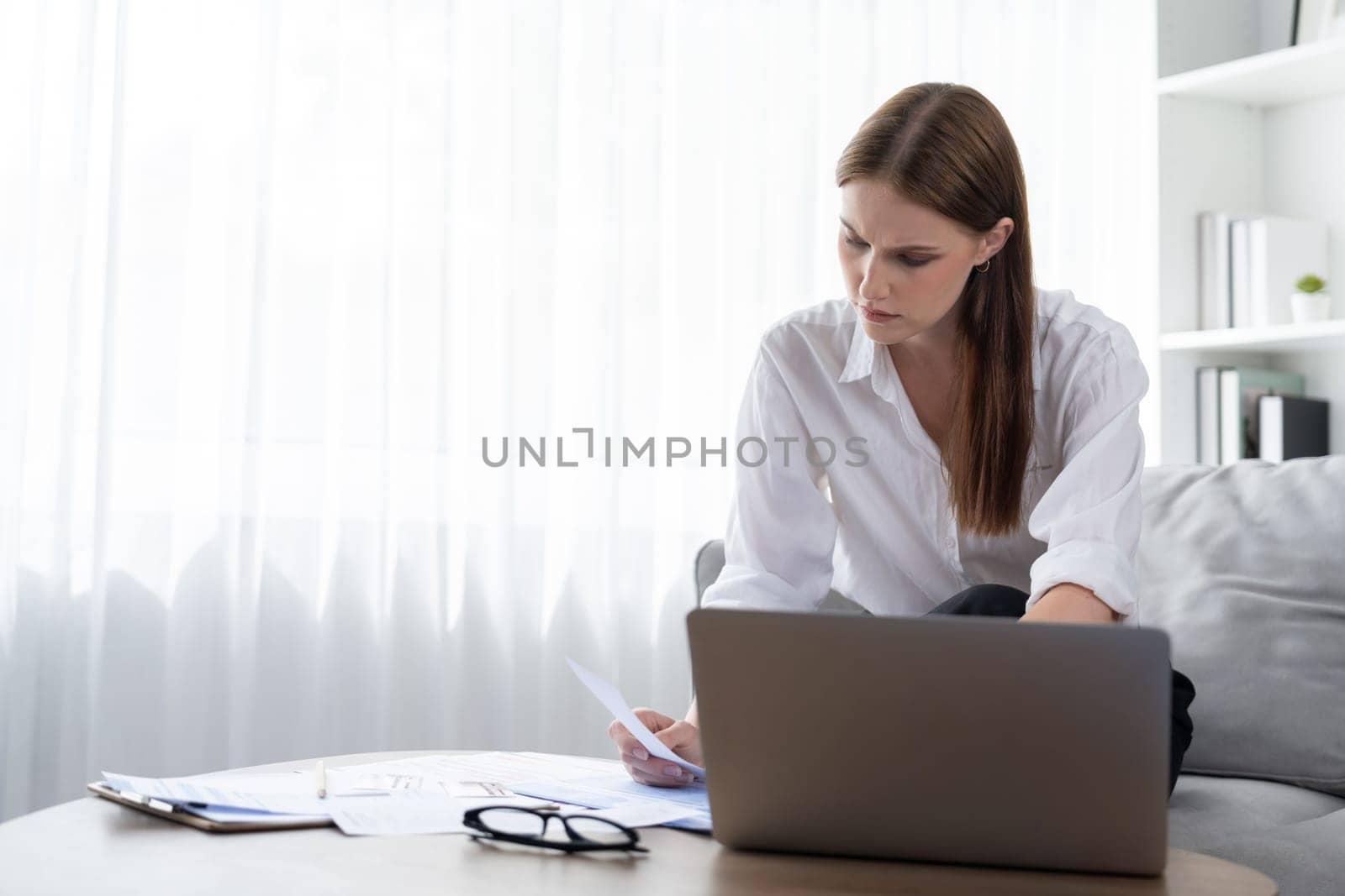 Stressed young woman has financial problems with credit card debt to pay utmost show concept of bad personal money and mortgage pay management crisis.