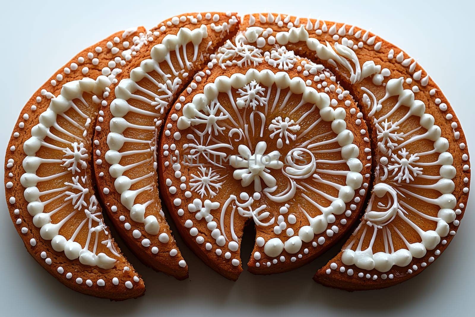 These beautifully decorated gingerbread cookies showcase with their intricate icing designs a true masterpiece